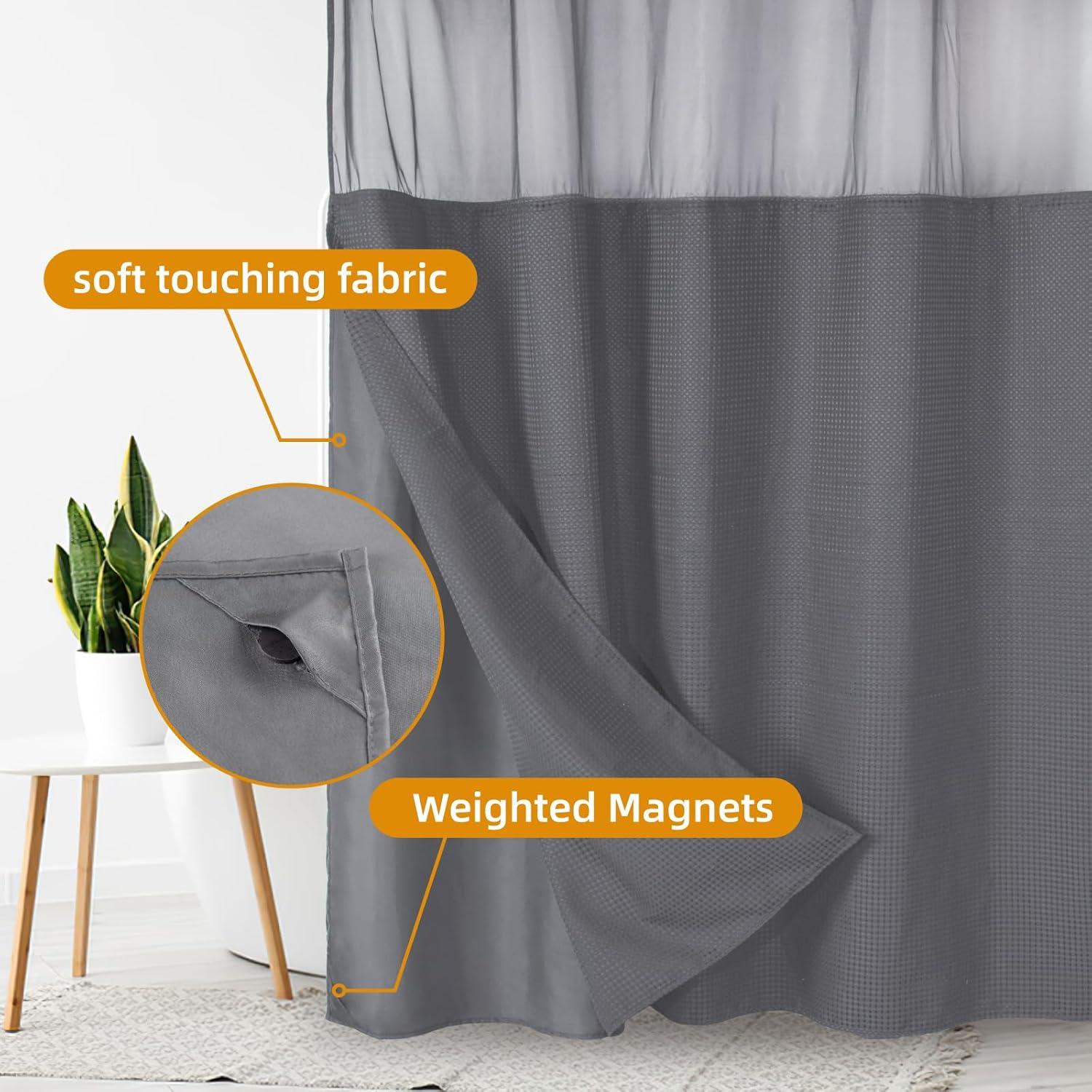 Forro de Cortina de Ducha Removible eachope 178x137 cm Gris