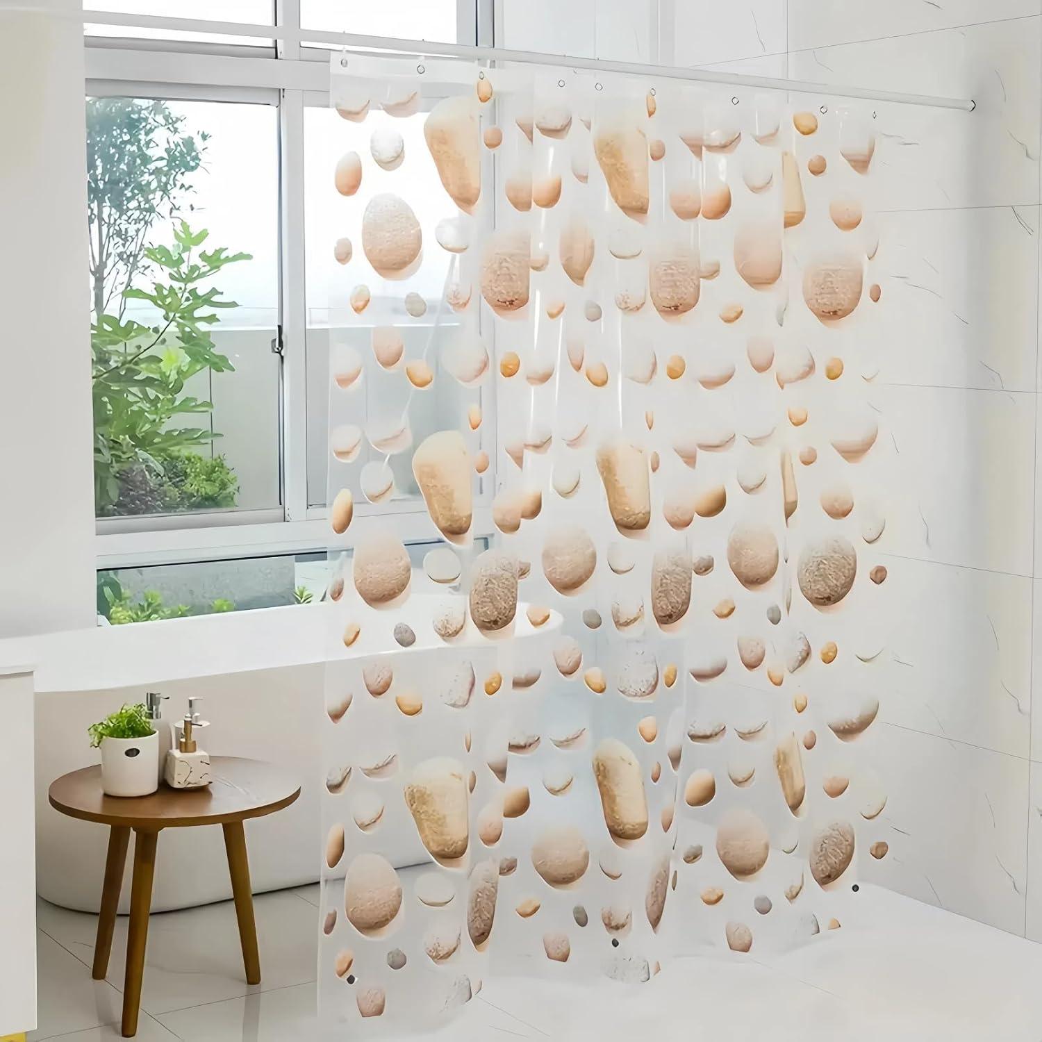 Cortina de Ducha CAPQL 182x182cm Piedras Amarillas Impermeable