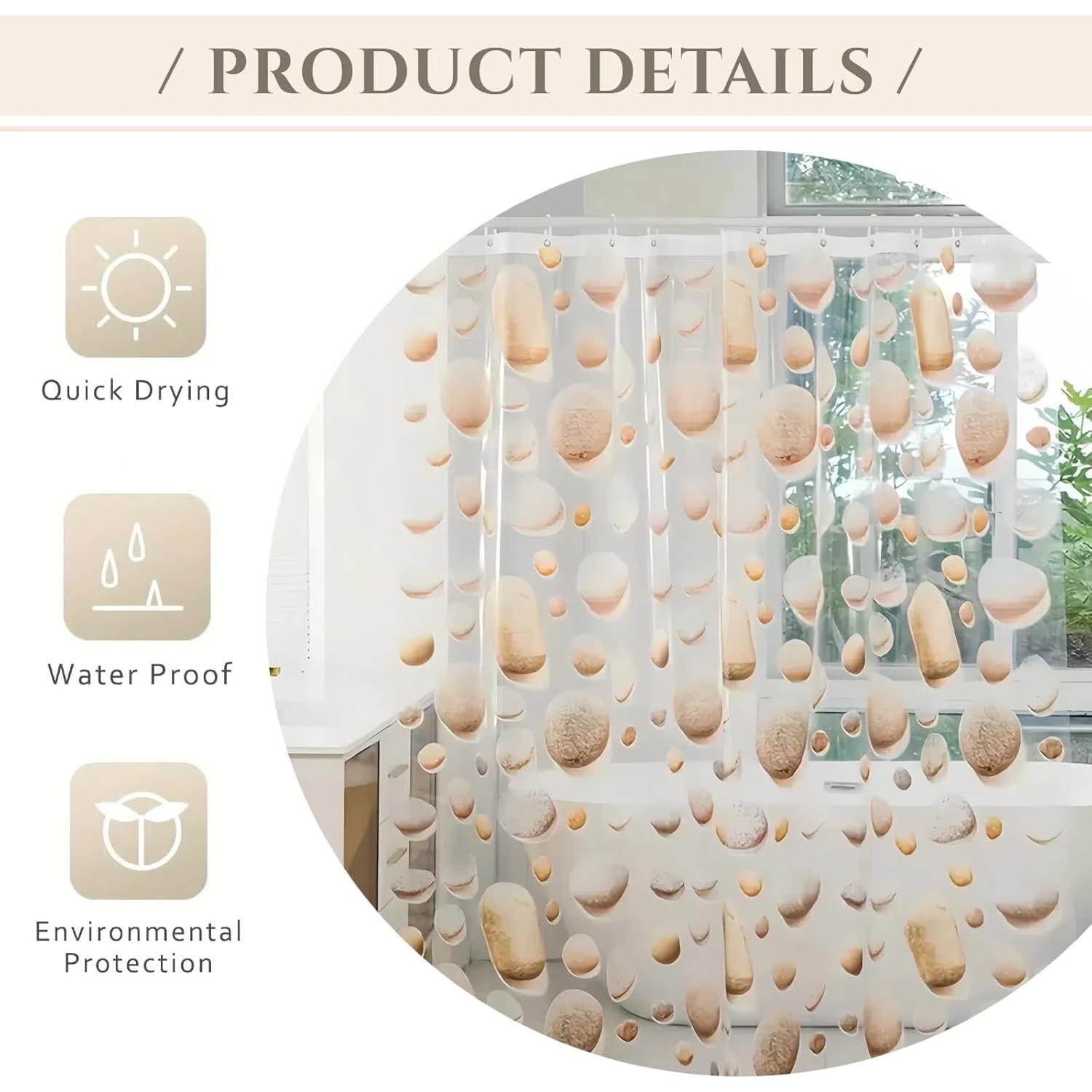 Cortina de Ducha CAPQL 182x182cm Piedras Amarillas Impermeable