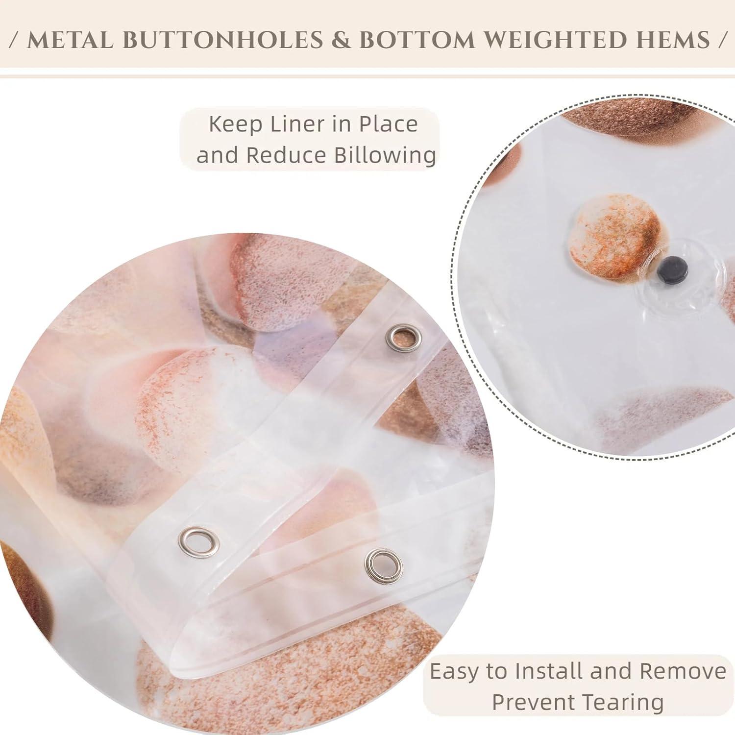 Cortina de Ducha CAPQL 182x182cm Piedras Amarillas Impermeable