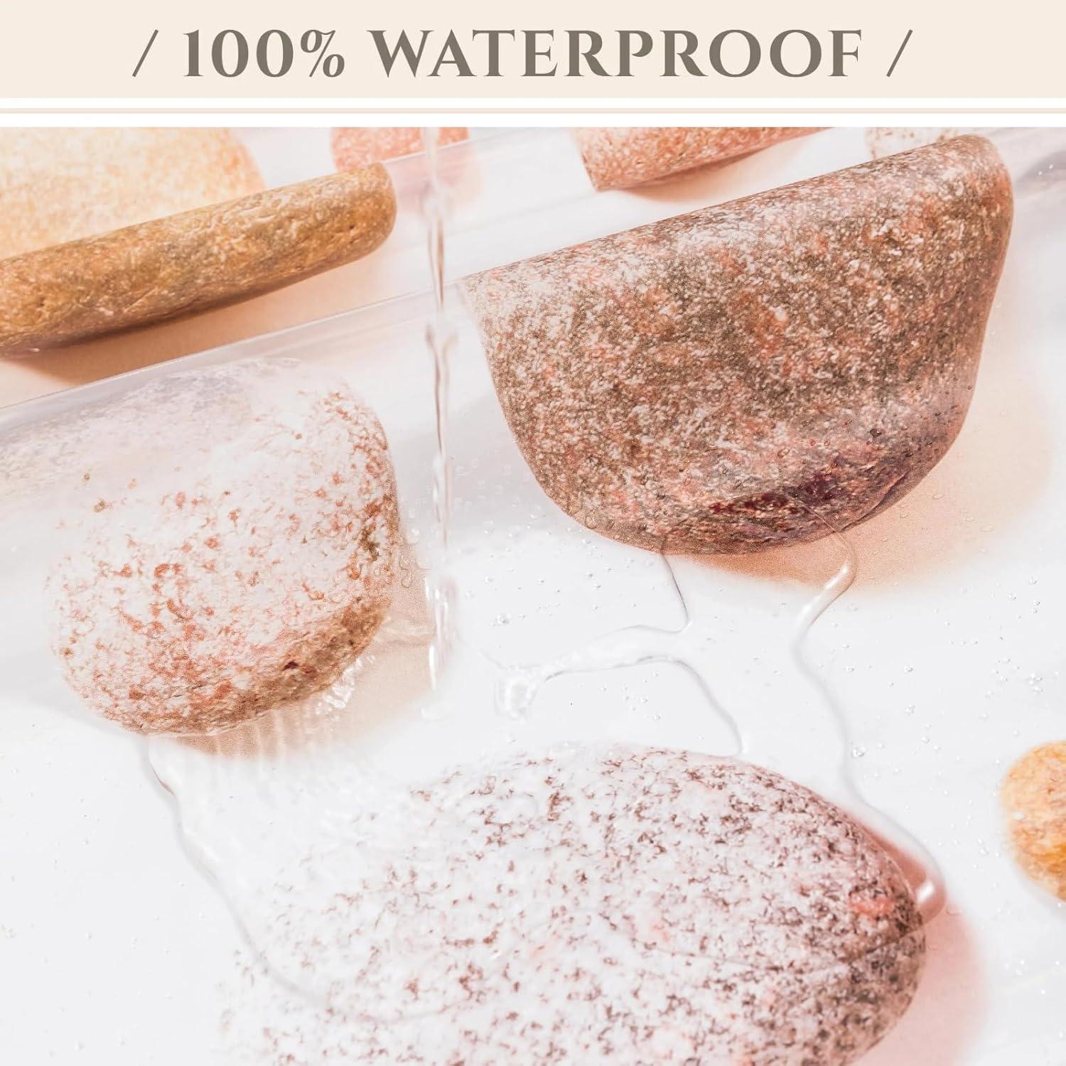 Cortina de Ducha CAPQL 182x182cm Piedras Amarillas Impermeable