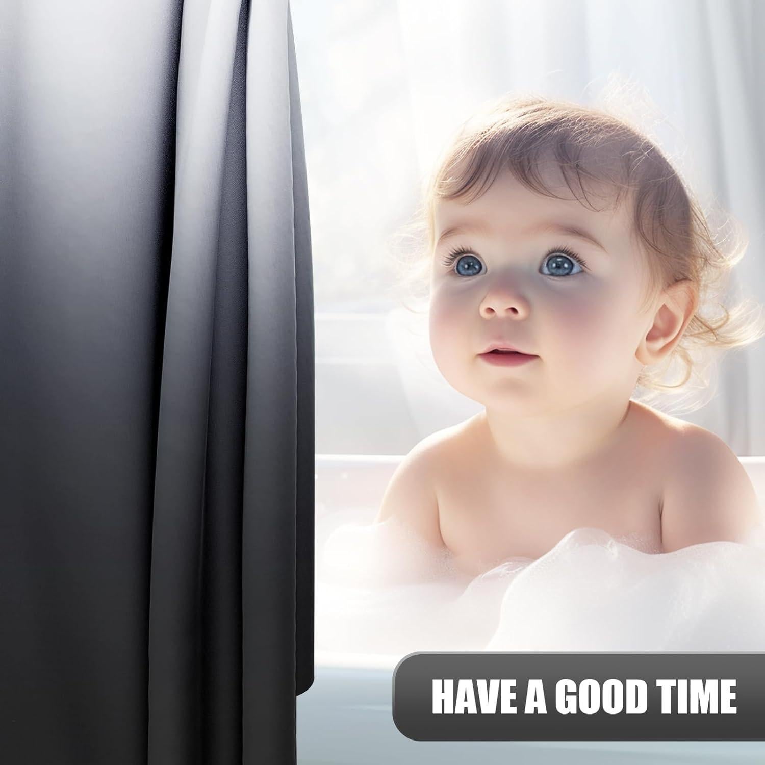 Cortina de Ducha OLANLY Ombre Negra y Gris 182.88x182.88 cm