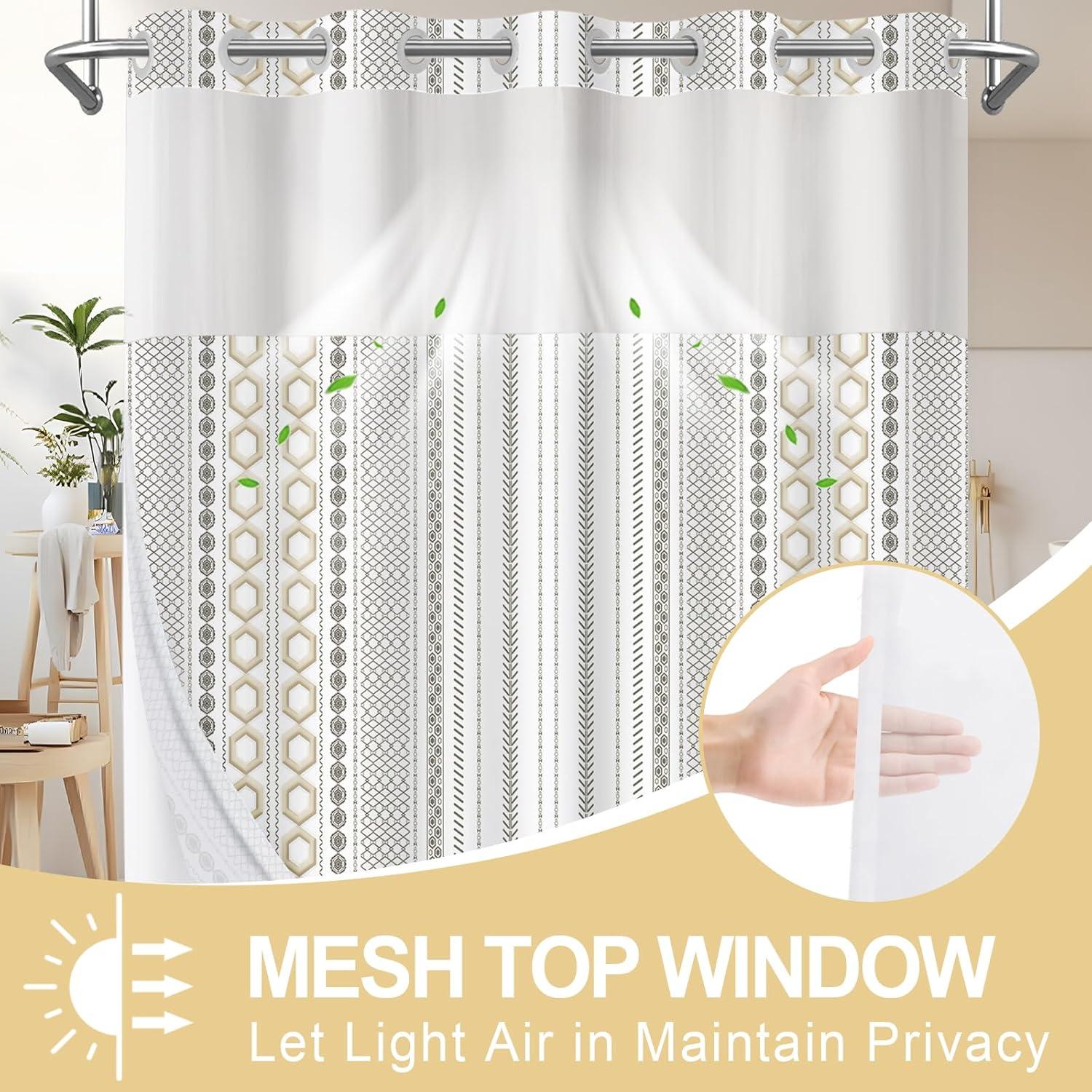 Cortina de Ducha Sin Ganchos AXURXUI Beige 180x188 cm