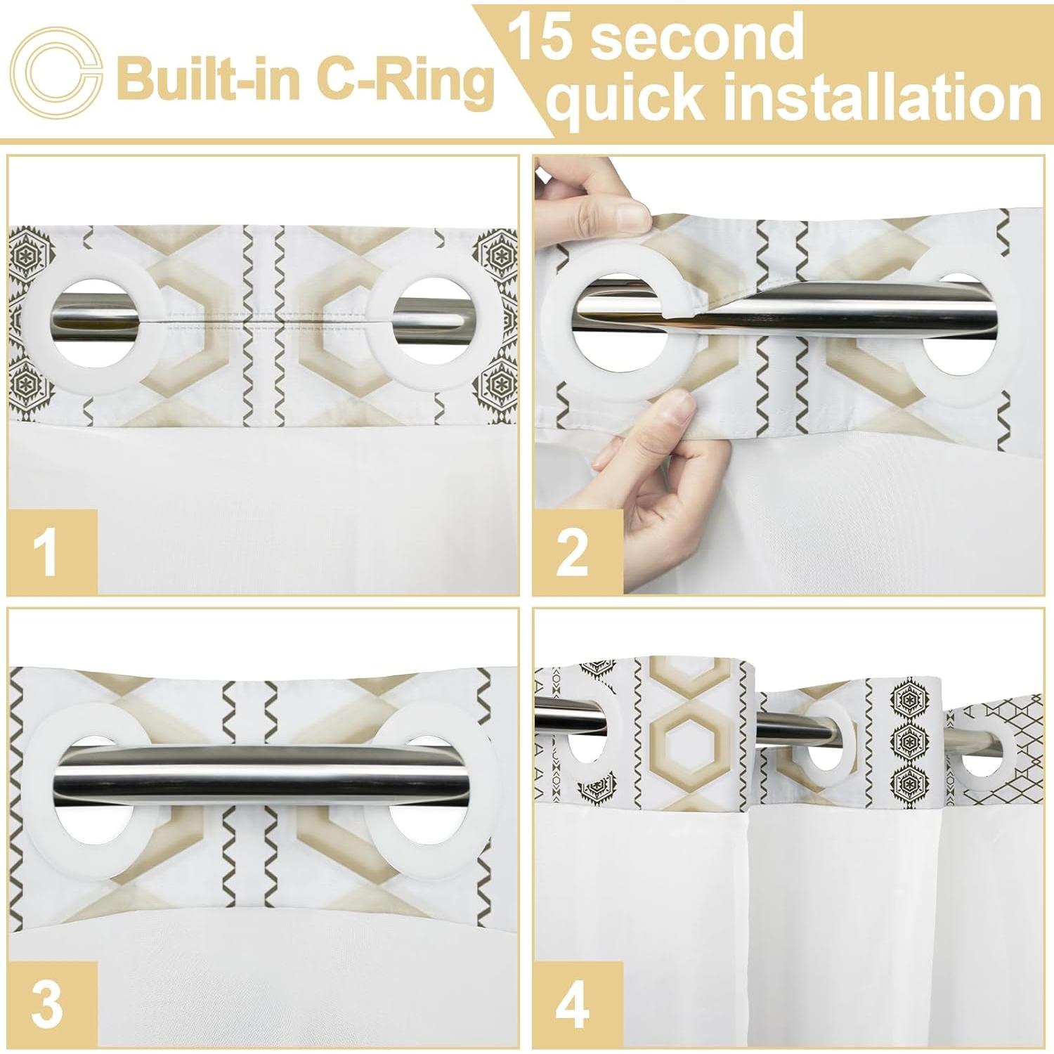 Cortina de Ducha Sin Ganchos AXURXUI Beige 180x188 cm