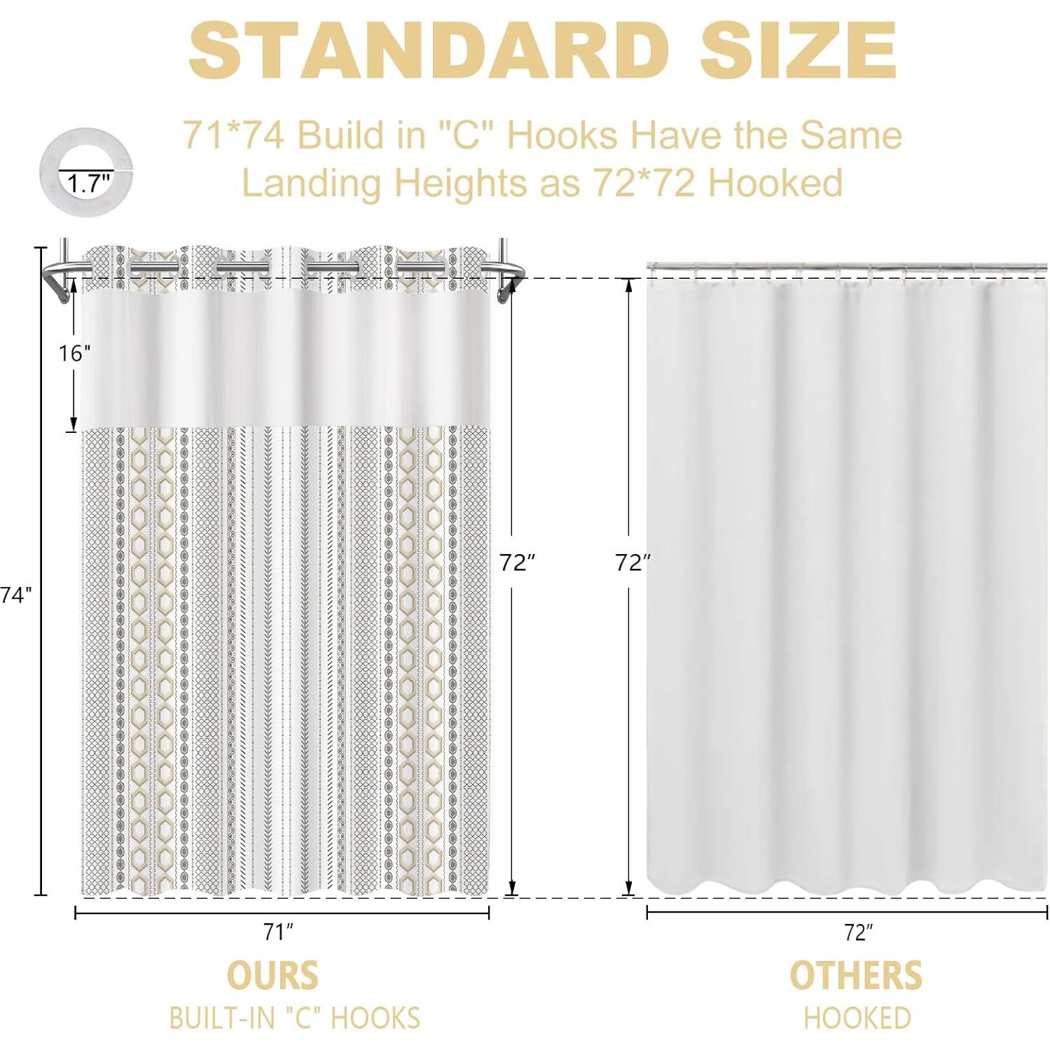 Cortina de Ducha Sin Ganchos AXURXUI Beige 180x188 cm