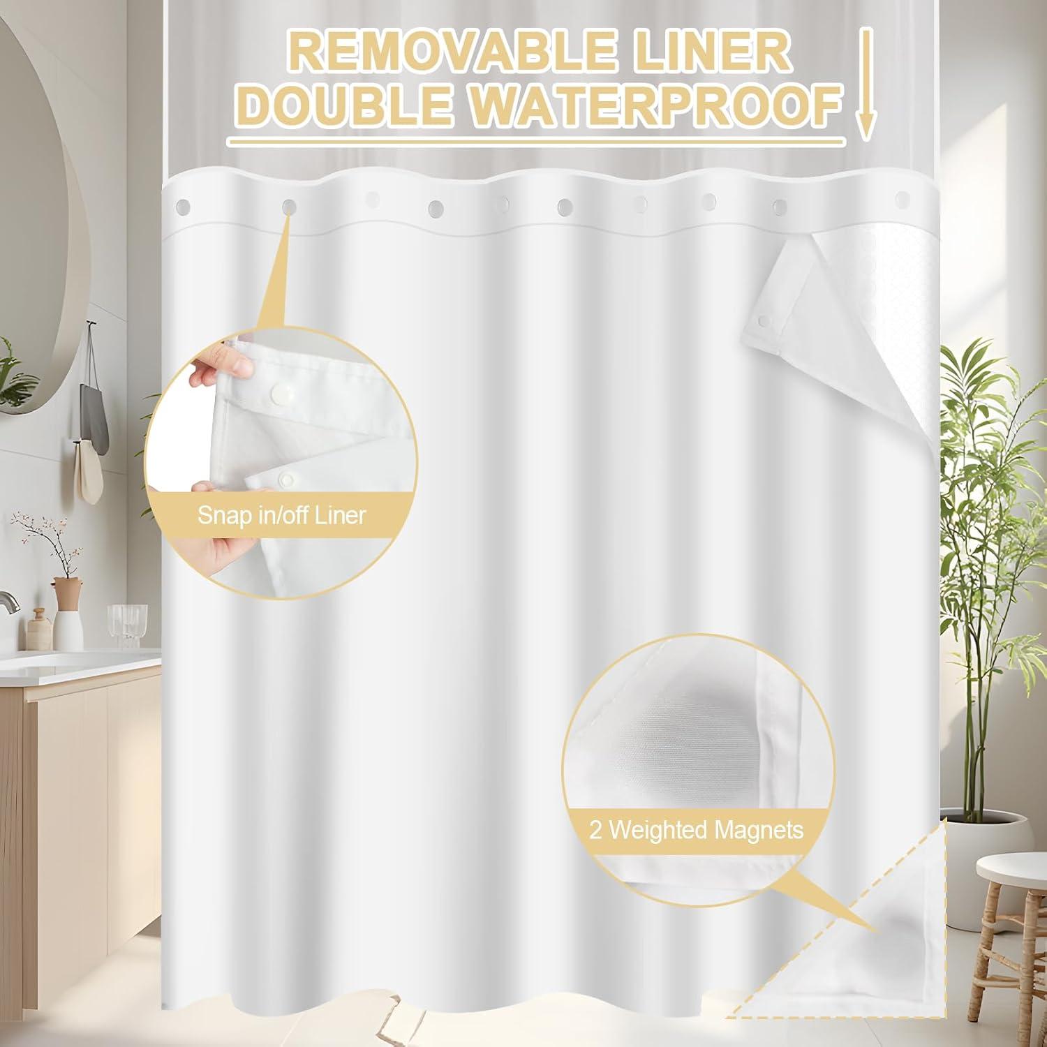 Cortina de Ducha Sin Ganchos AXURXUI Beige 180x188 cm