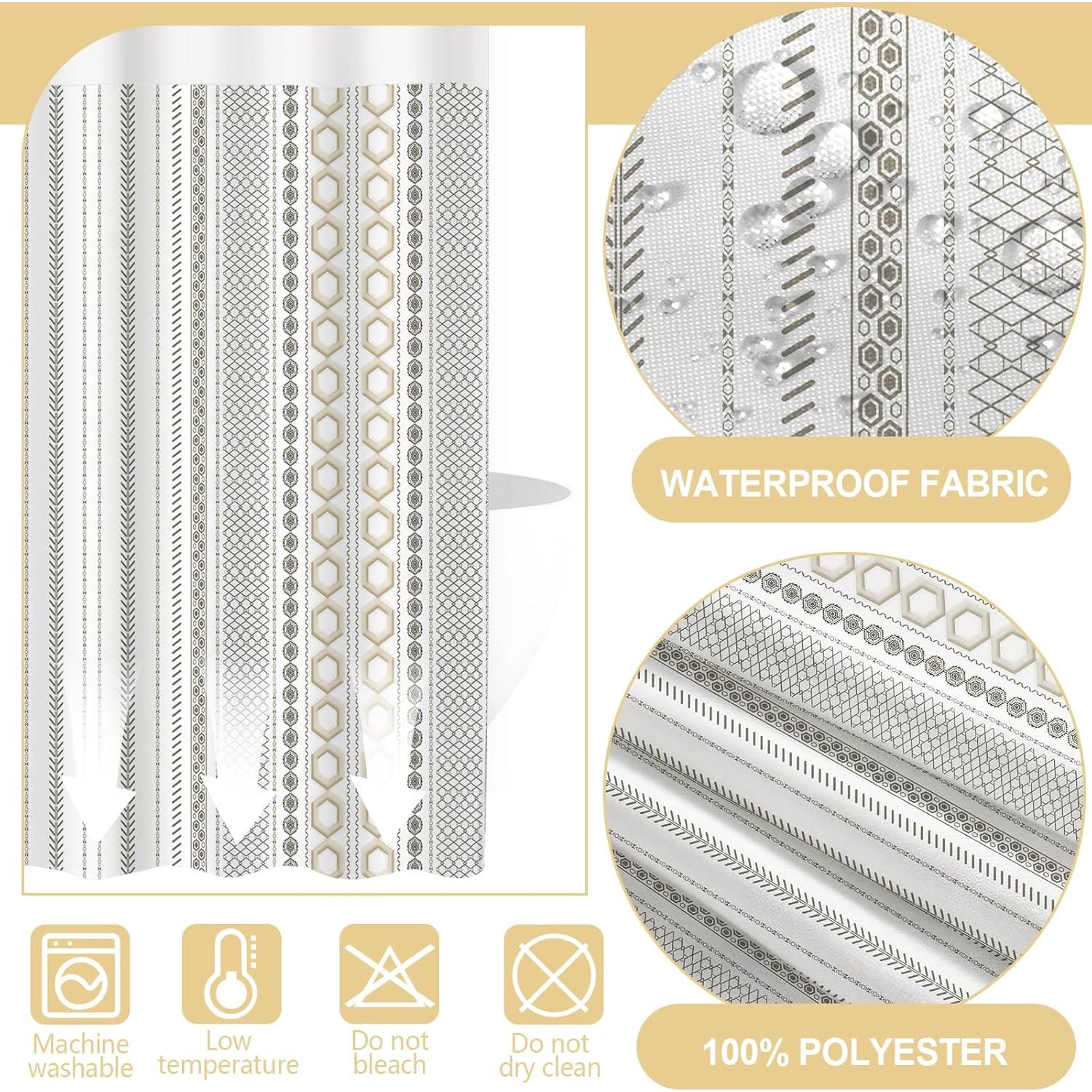 Cortina de Ducha Sin Ganchos AXURXUI Beige 180x188 cm