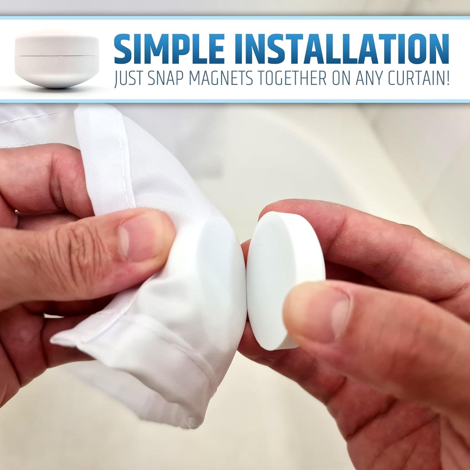 Pesas Magnéticas para Cortinas de Ducha HMmagnets - 4 Pares Blancas