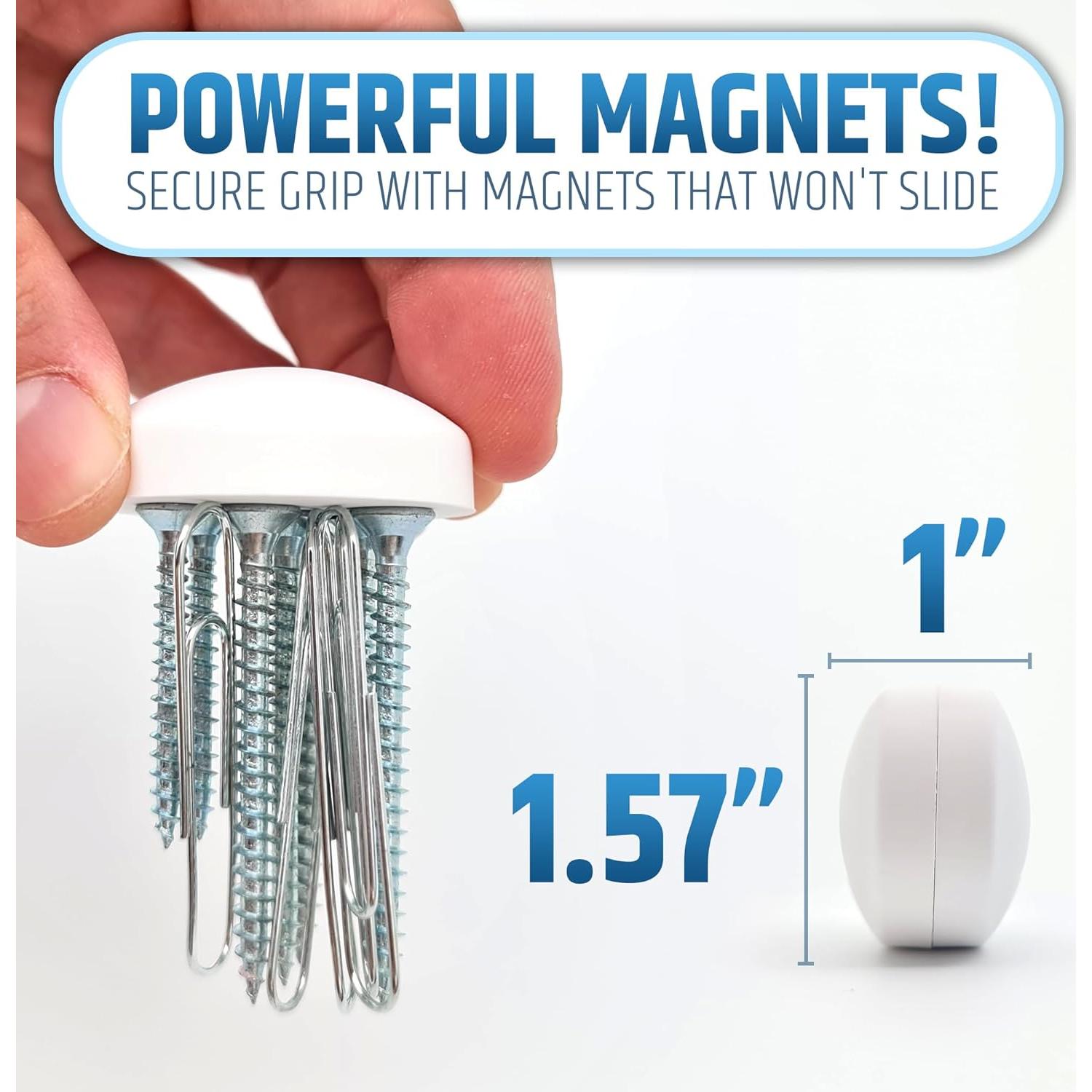 Pesas Magnéticas para Cortinas de Ducha HMmagnets - 4 Pares Blancas