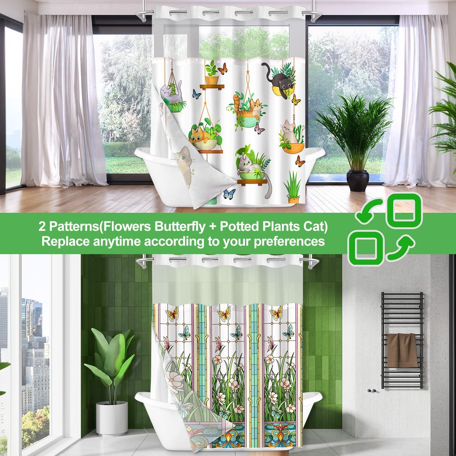 Cortina de Ducha Sin Gancho Cutebricase 181x188cm Impermeable