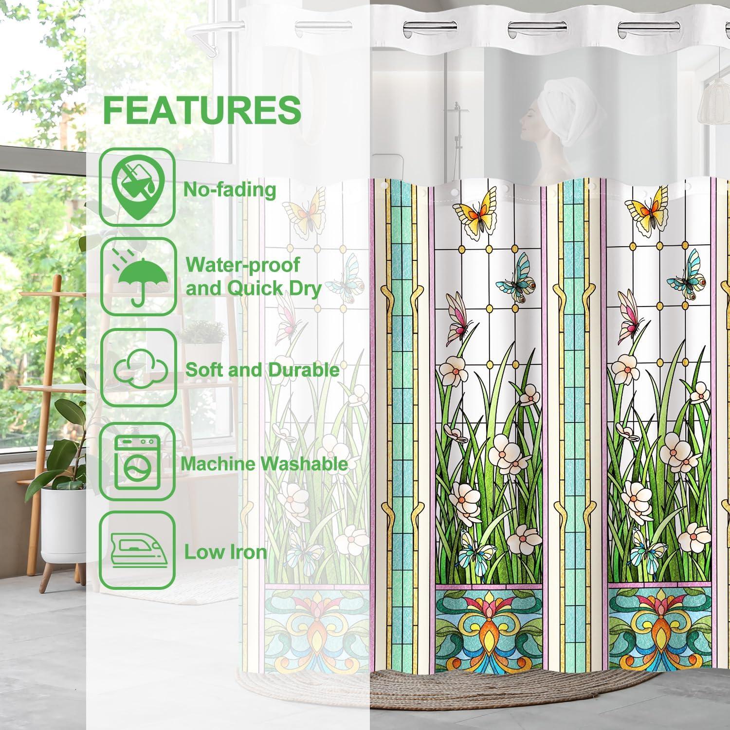 Cortina de Ducha Sin Gancho Cutebricase 181x188cm Impermeable