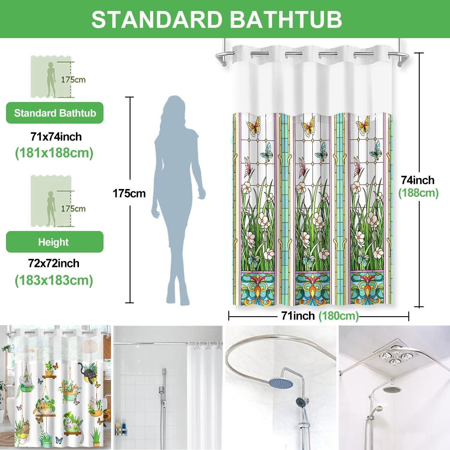 Cortina de Ducha Sin Gancho Cutebricase 181x188cm Impermeable