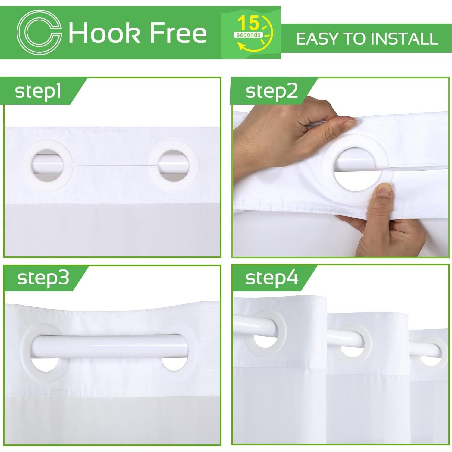 Cortina de Ducha Sin Gancho Cutebricase 181x188cm Impermeable