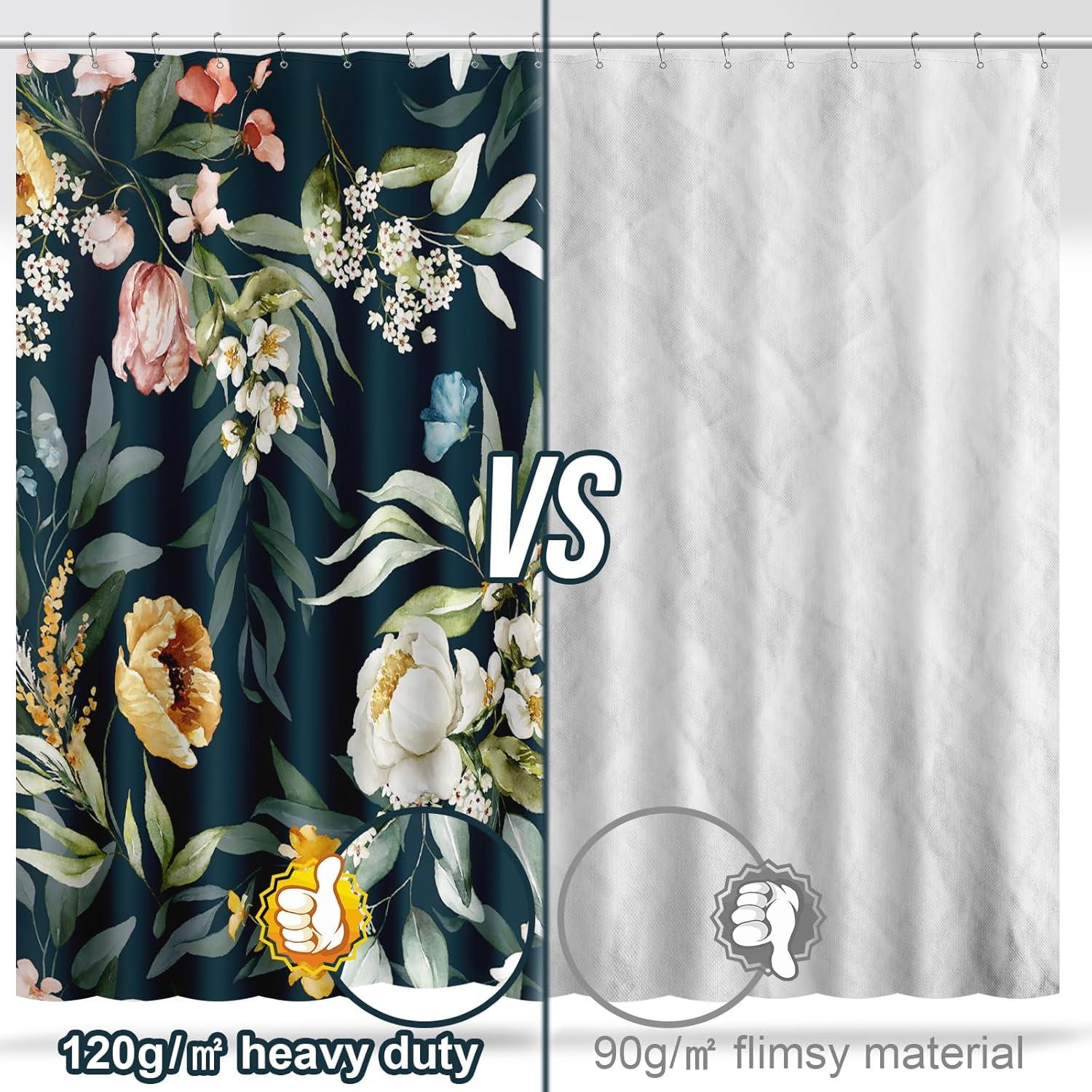 Cortina de Ducha Amaredom Floral Negra 183x183 cm Impermeable