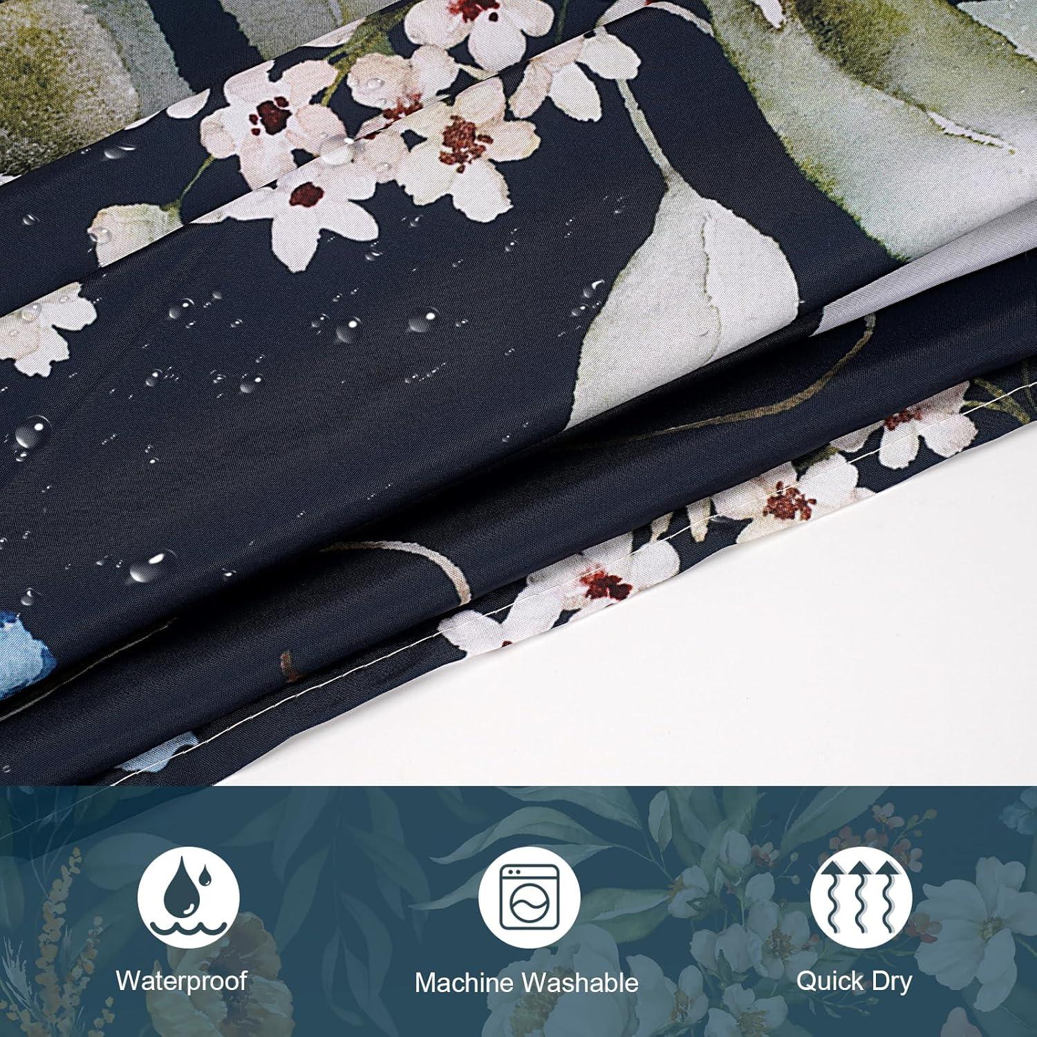 Cortina de Ducha Amaredom Floral Negra 183x183 cm Impermeable