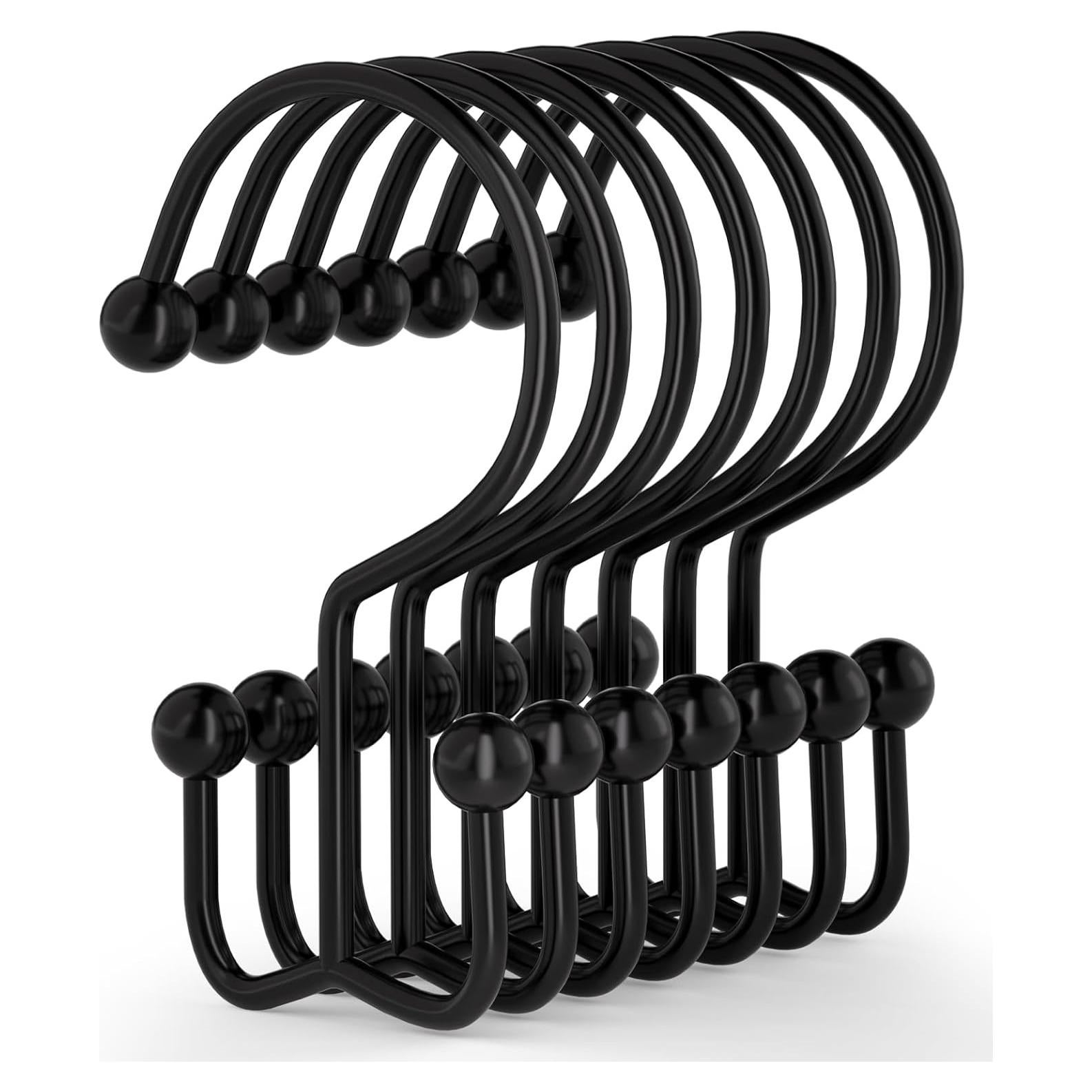 Ganchos para Cortina de Ducha Goowin, 12 Pcs, Negros, Antioxidantes