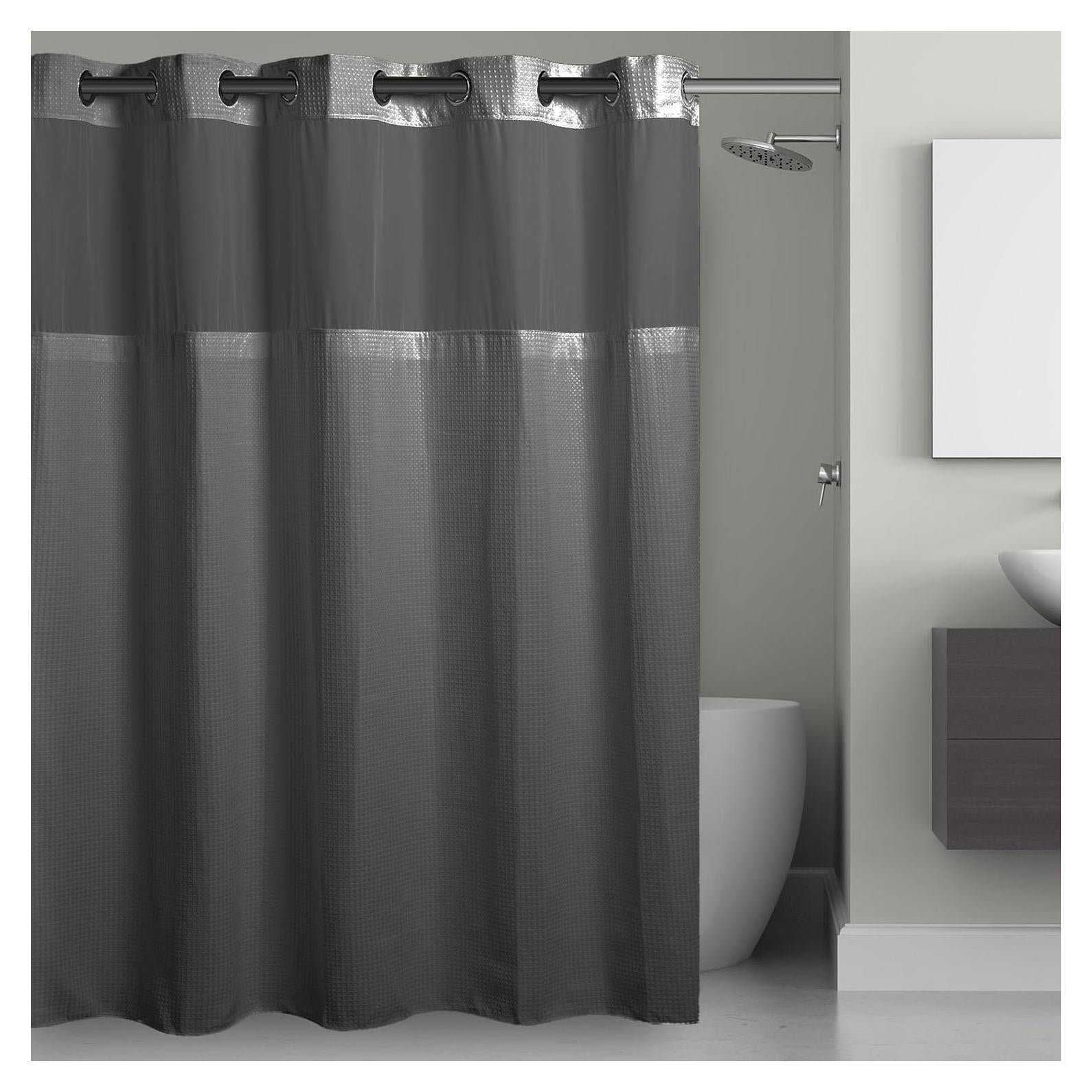 Cortina de Ducha Hookless Waffle 180x188 cm Gris Grafito