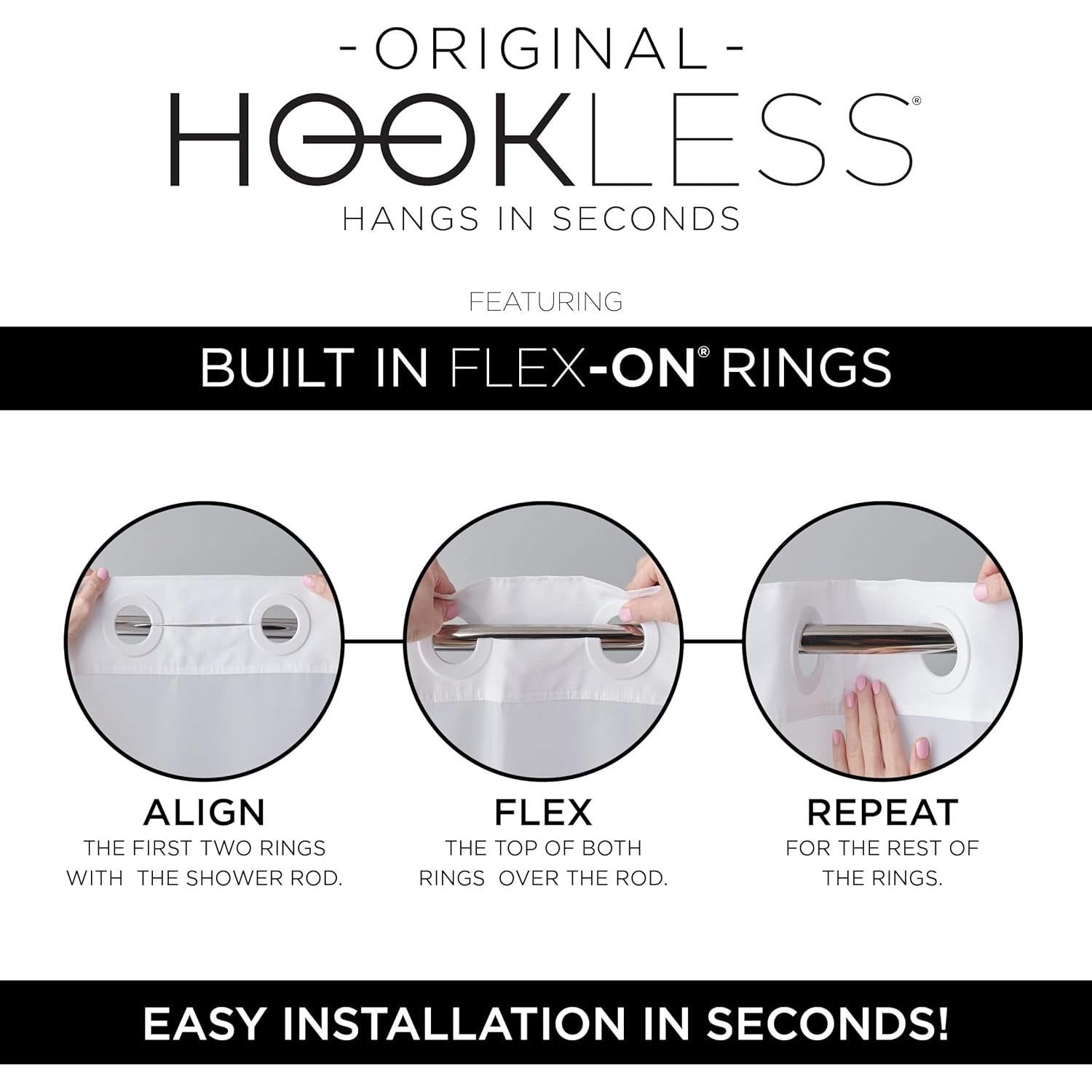 Cortina de Ducha Hookless Waffle 180x188 cm Gris Grafito