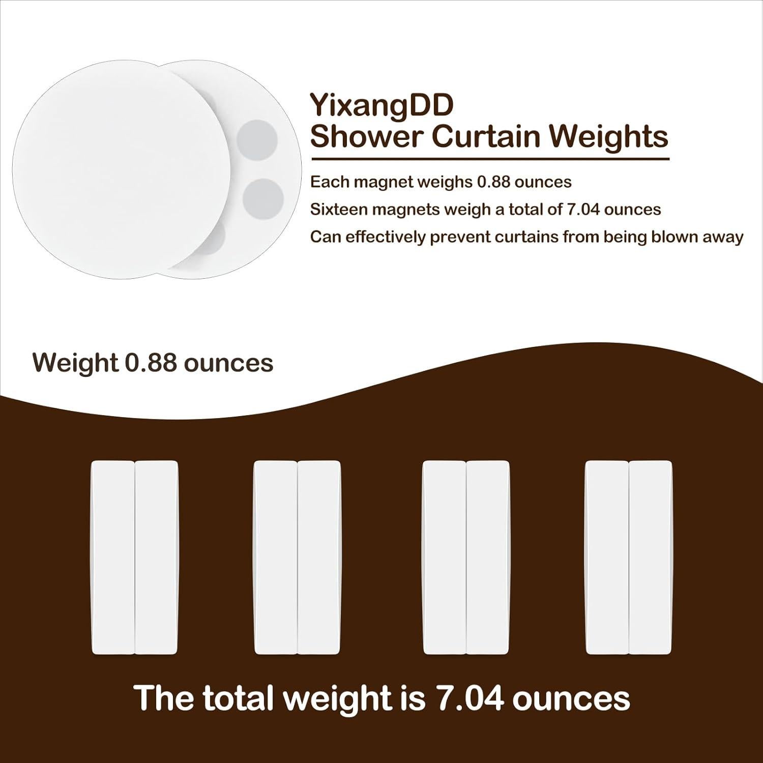 Pesas Magnéticas para Cortinas de Ducha YixangDD - 8 Piezas