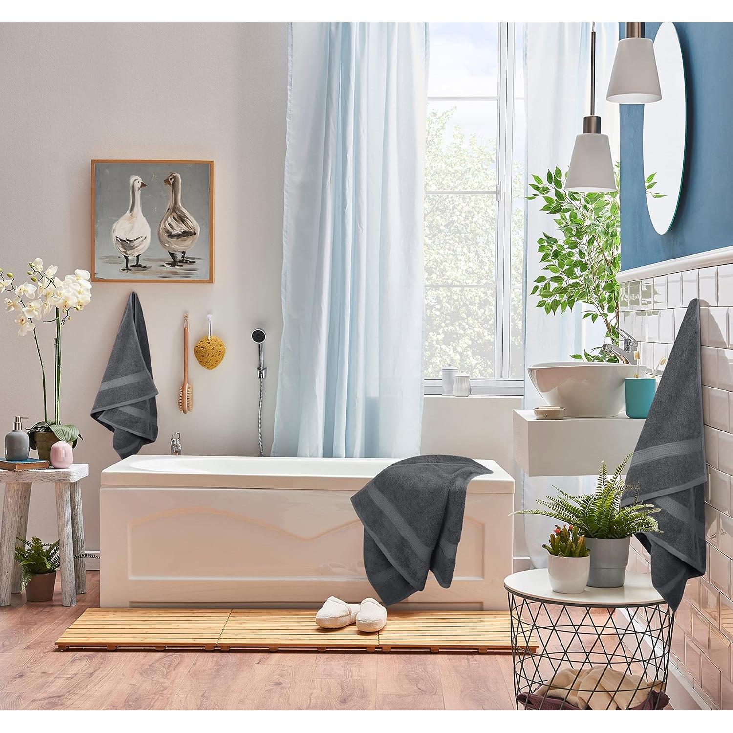 Juego de Toallas Utopia 8 Piezas 100% Algodón Gris 600 GSM