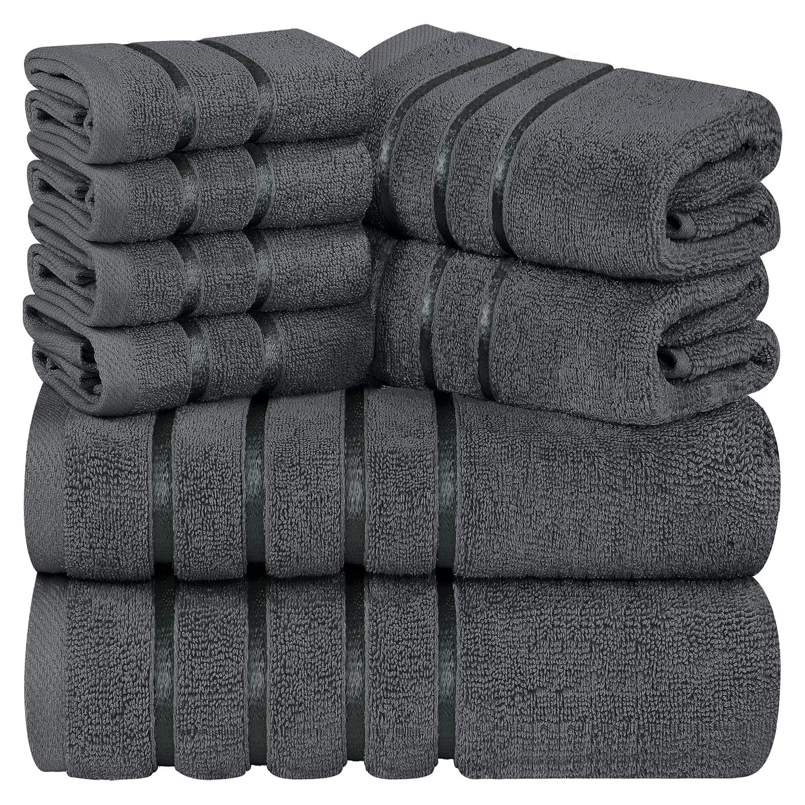 Juego de Toallas de Lujo Utopia 8 Piezas Gris 600 GSM