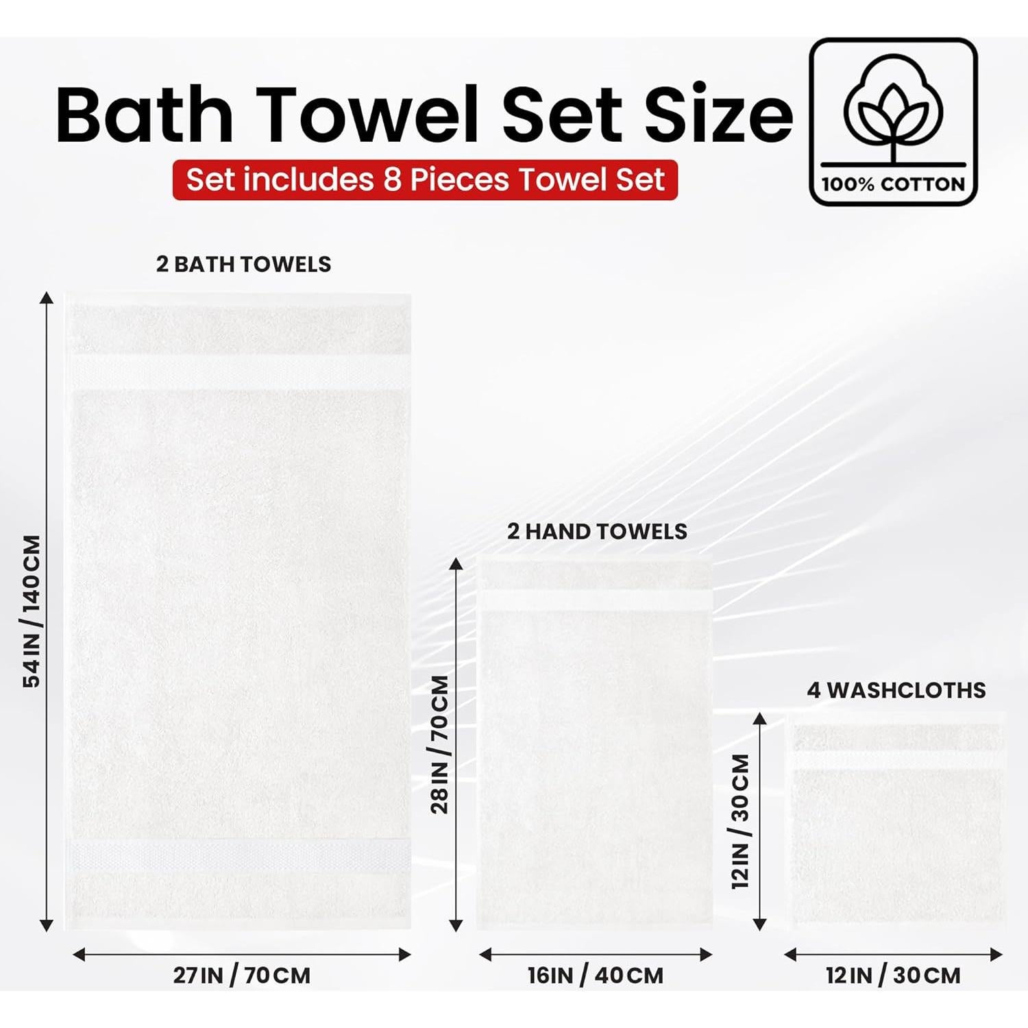 Conjunto de Toallas de Baño Infinitee Xclusives 8 Piezas Algodón