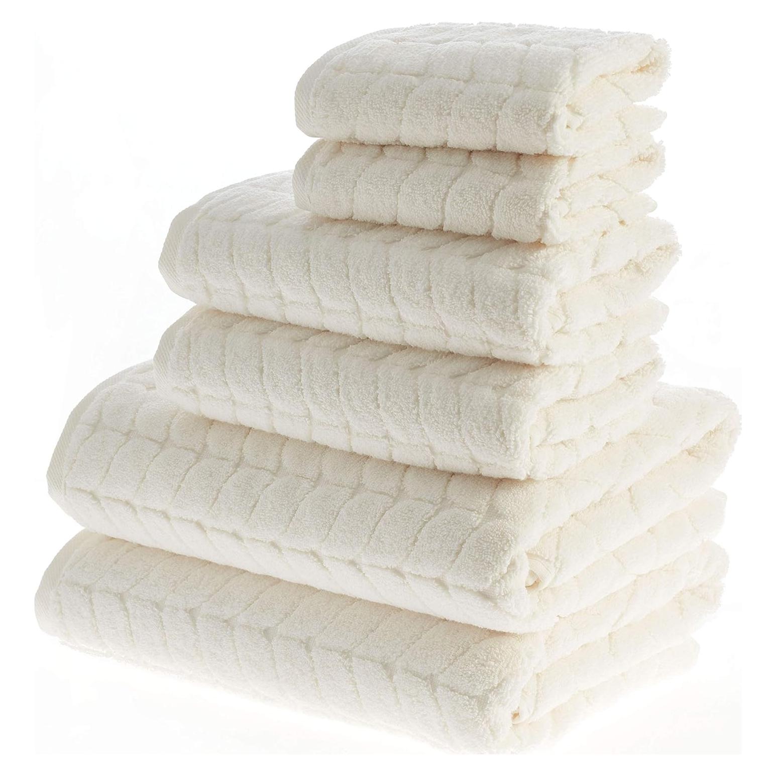 Juego de Toallas de Baño 100% Algodón Turco Bagno Milano 6 Piezas Crema