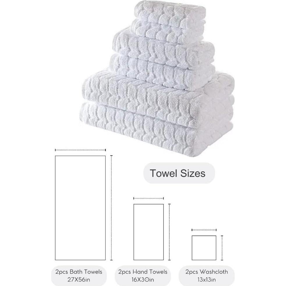 Juego de Toallas de Baño 100% Algodón Turco Bagno Milano 6 Piezas Crema