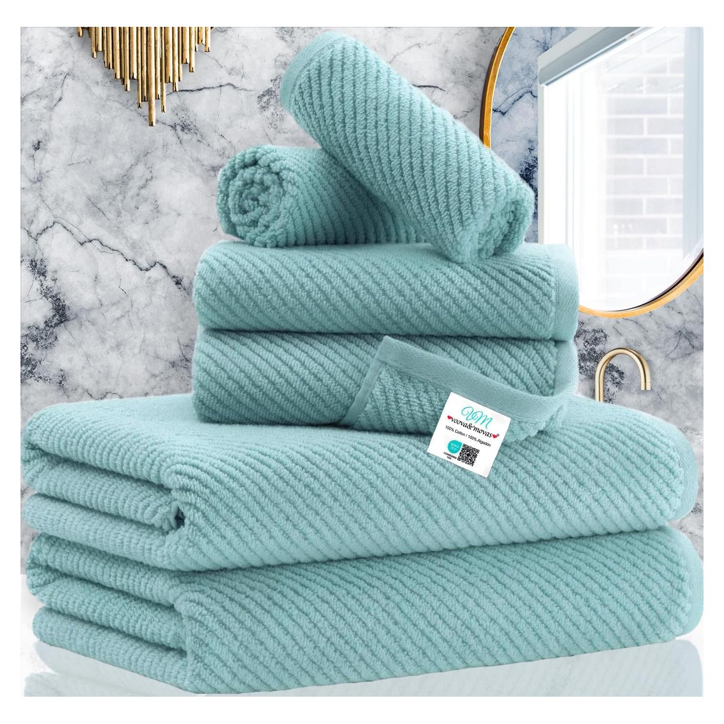 Juego de Toallas de Baño 6 Piezas VOOVA & MOVAS 100% Algodón