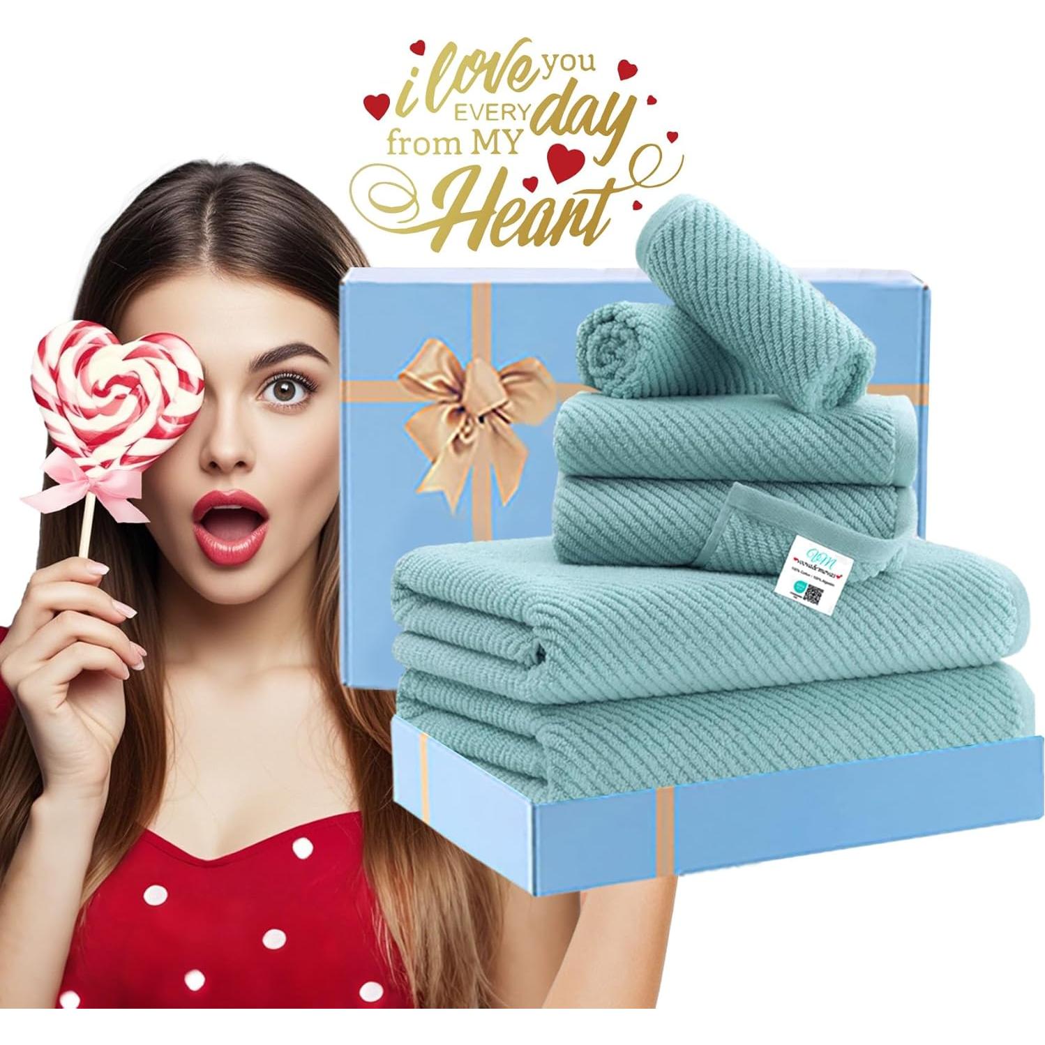 Juego de Toallas de Baño 6 Piezas VOOVA & MOVAS 100% Algodón