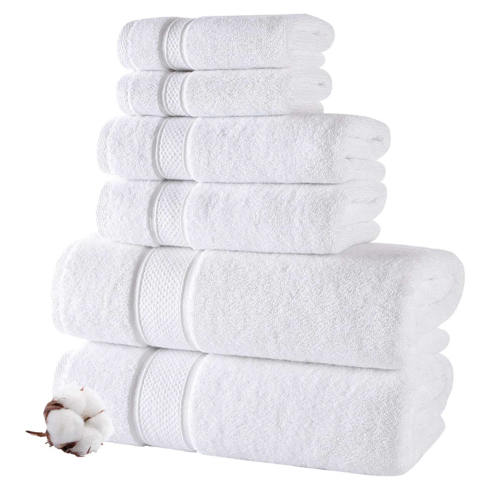 Juego de Toallas de Lujo NOVA - 6 Piezas Algodón Turco Blanco