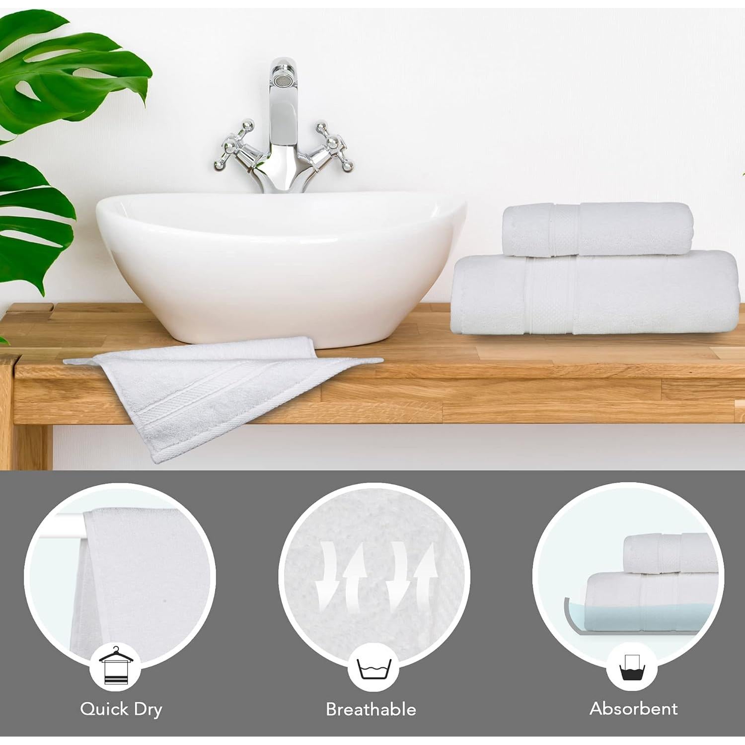 Juego de Toallas de Lujo NOVA - 6 Piezas Algodón Turco Blanco