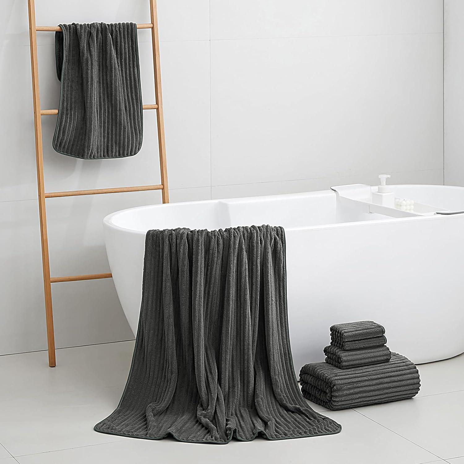 Juego de Toallas de Baño Extra Grande NALIVO 6 Piezas Gris