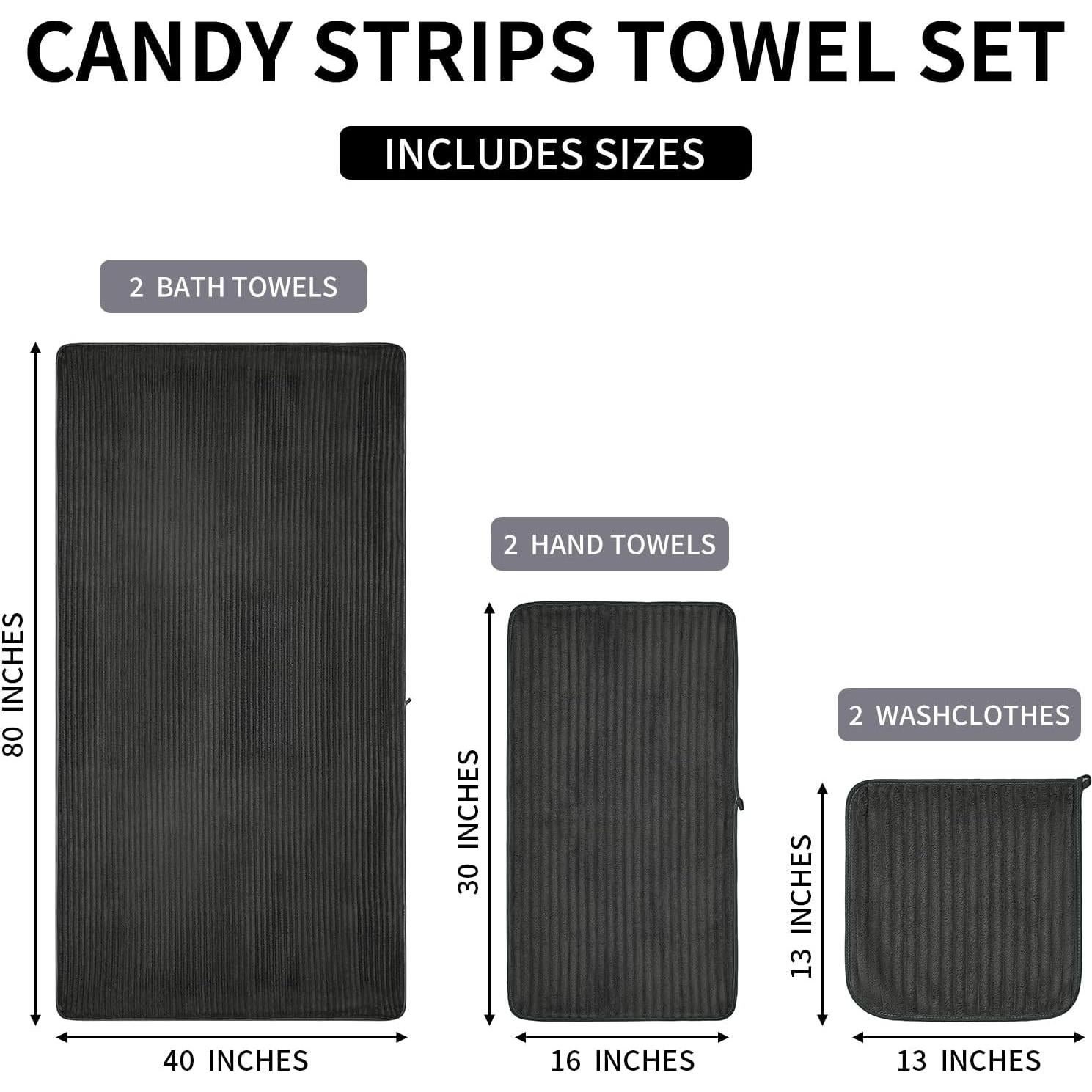 Juego de Toallas de Baño Extra Grande NALIVO 6 Piezas Gris