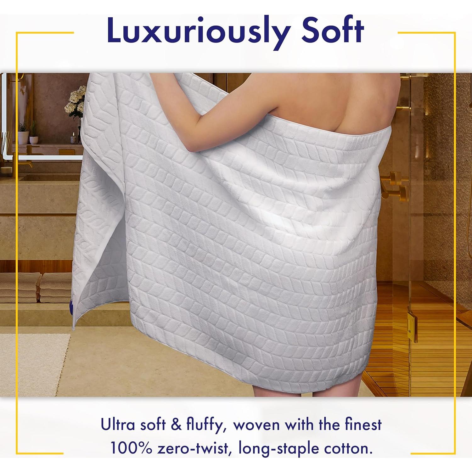 Juego de 6 Toallas de Baño Alusa Home 700 GSM 100% Algodón Blanco