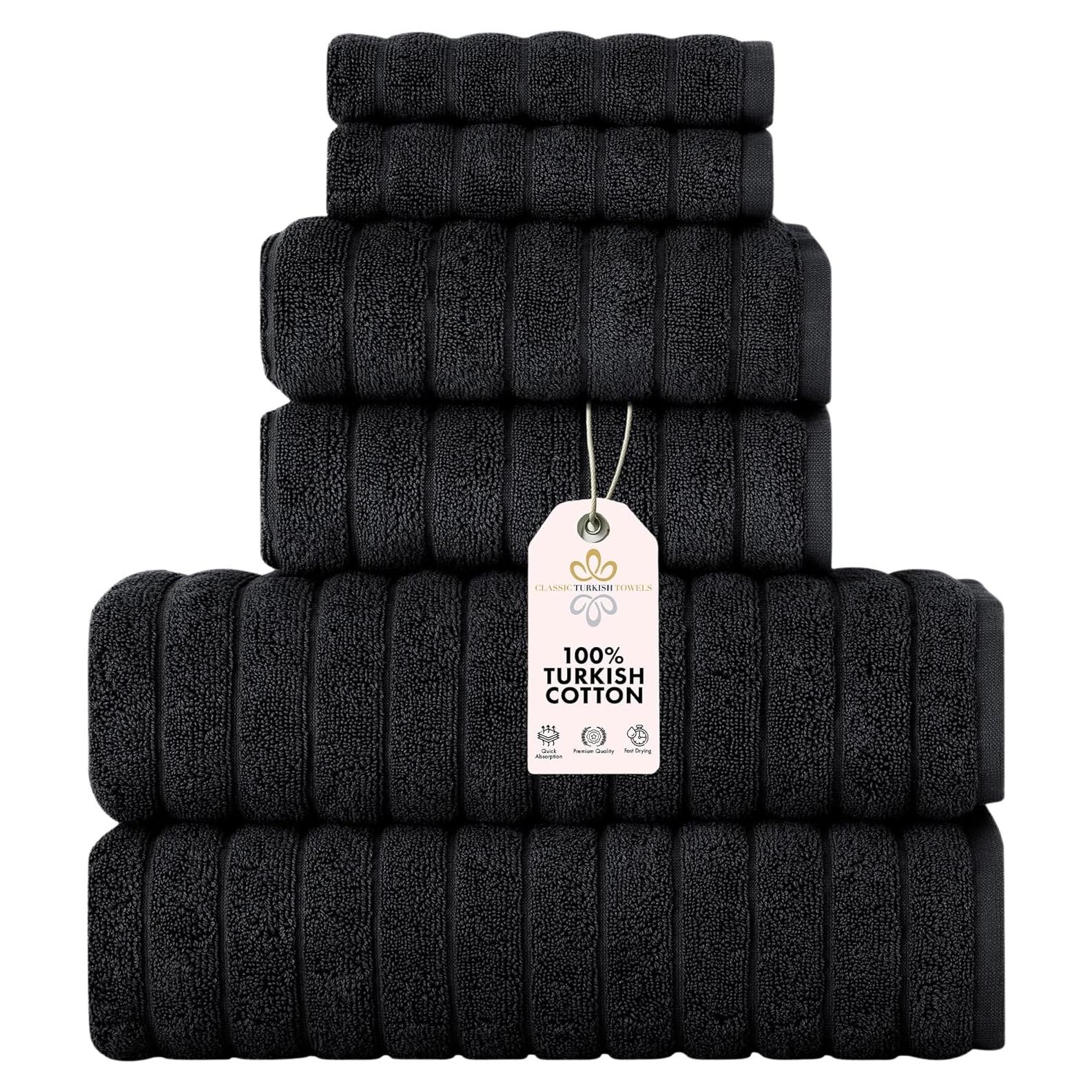 Juego de Toallas Clásicas Turcas Brampton 6 Piezas 100% Algodón