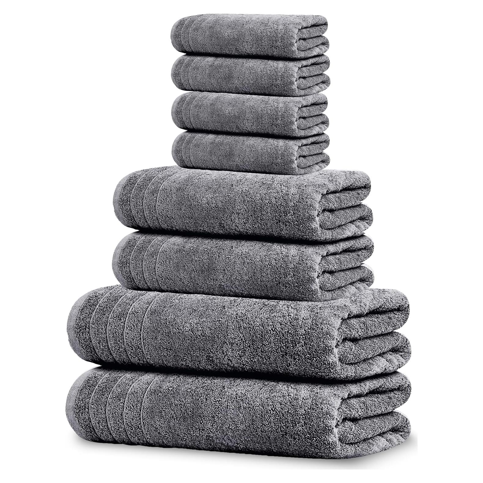 Set de Toallas Tens de 8 Piezas 100% Algodón Gris Oscuro