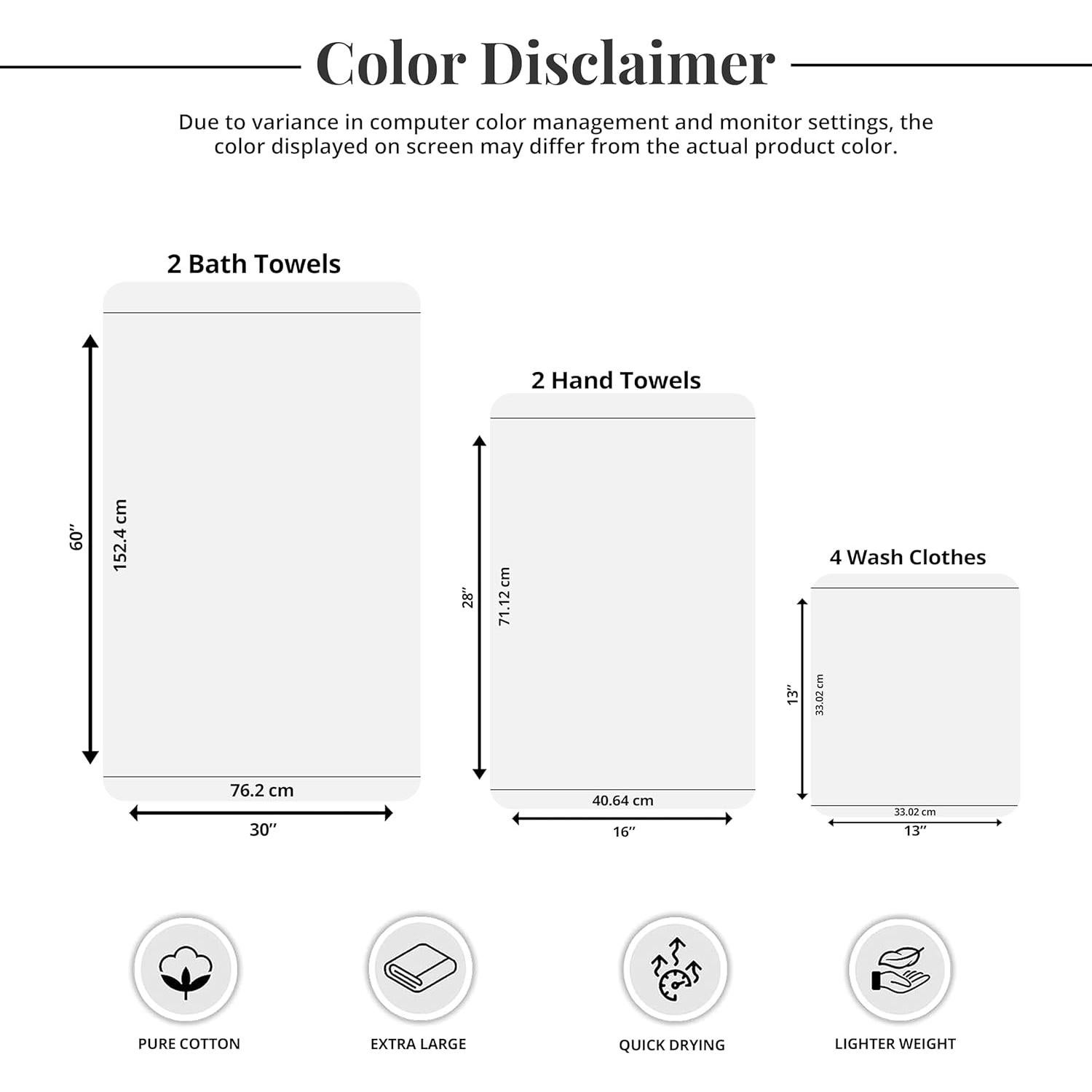 Set de Toallas Tens de 8 Piezas 100% Algodón Gris Oscuro