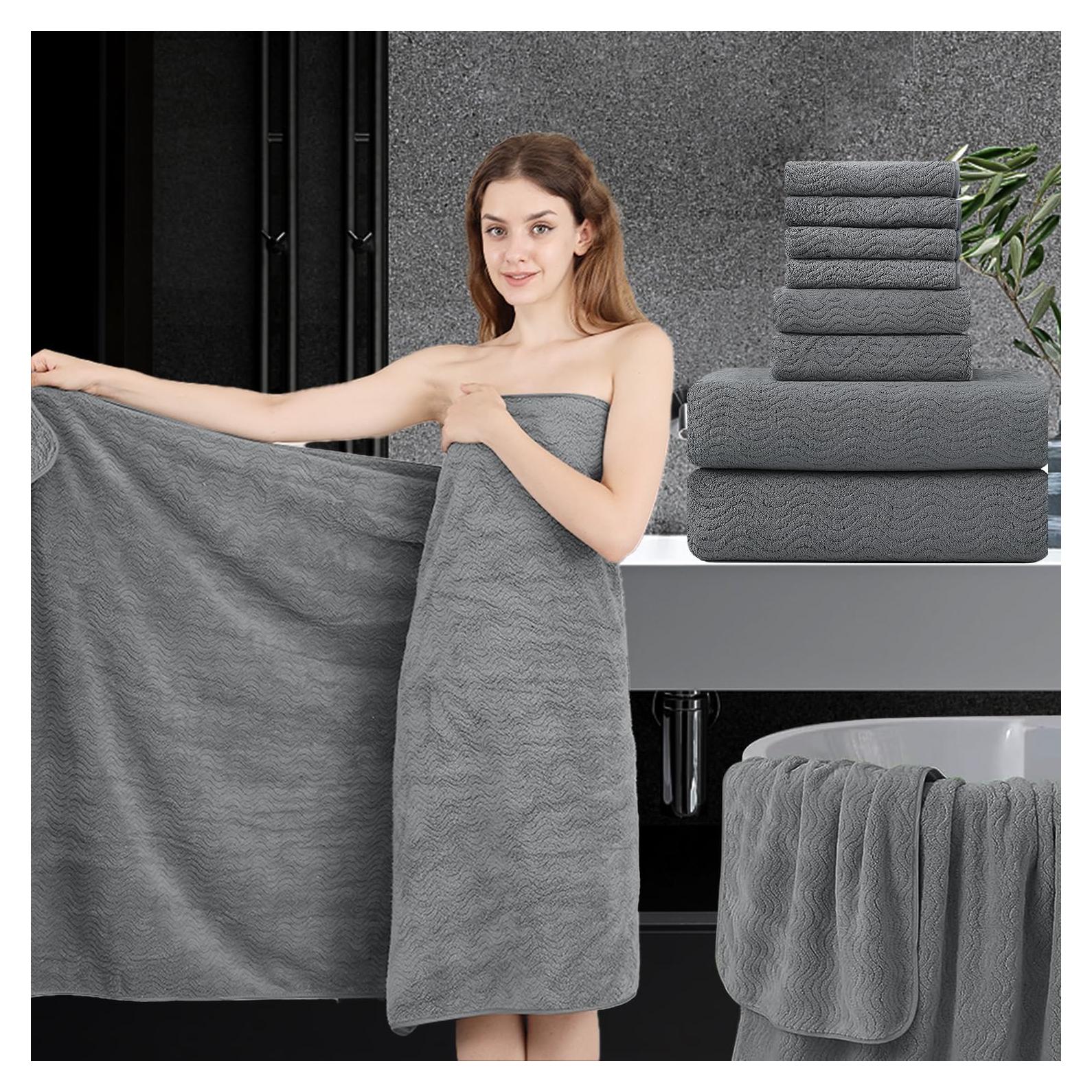 Juego de Toallas de Baño Jessy Home Gris 8 Piezas 600GSM