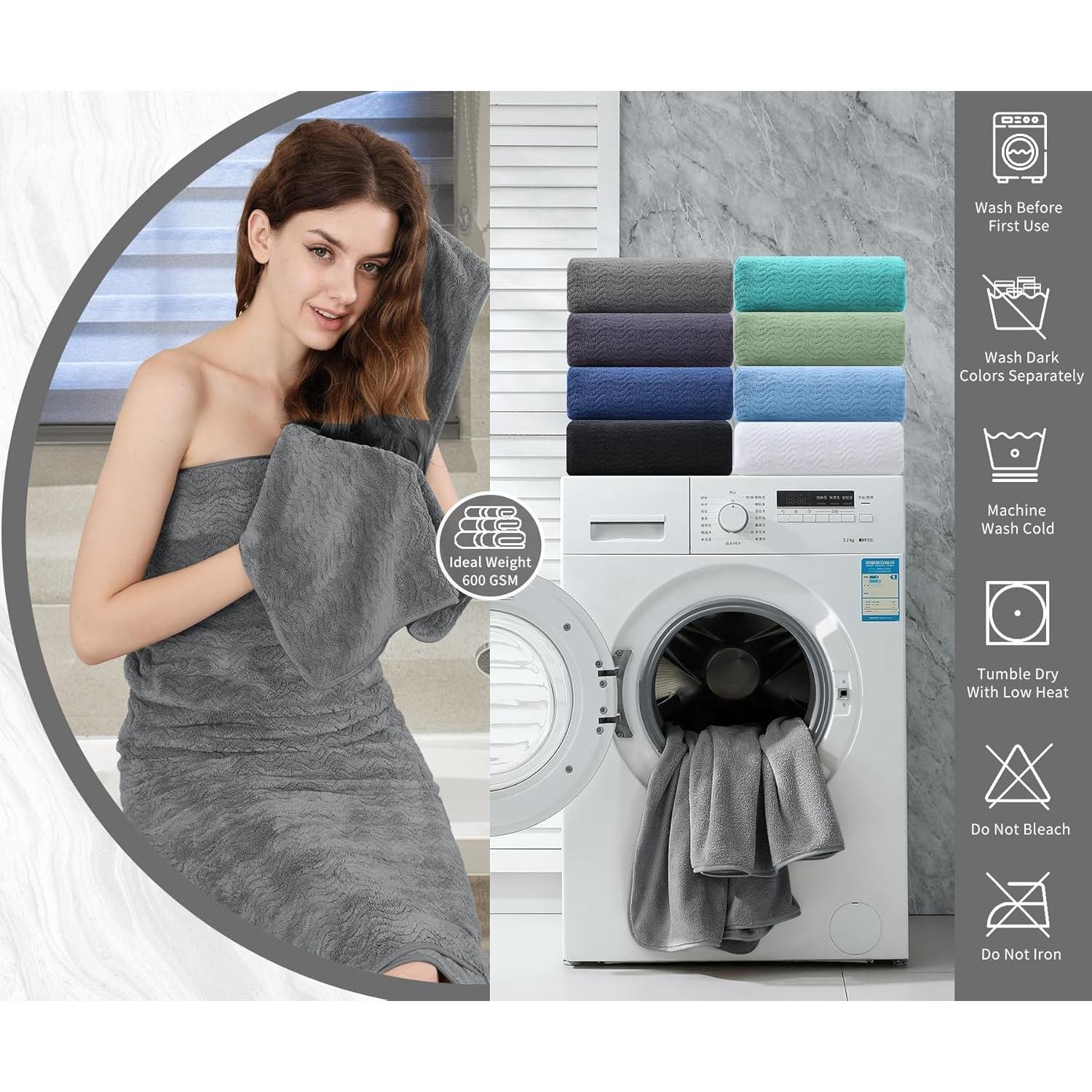 Juego de Toallas de Baño Jessy Home Gris 8 Piezas 600GSM