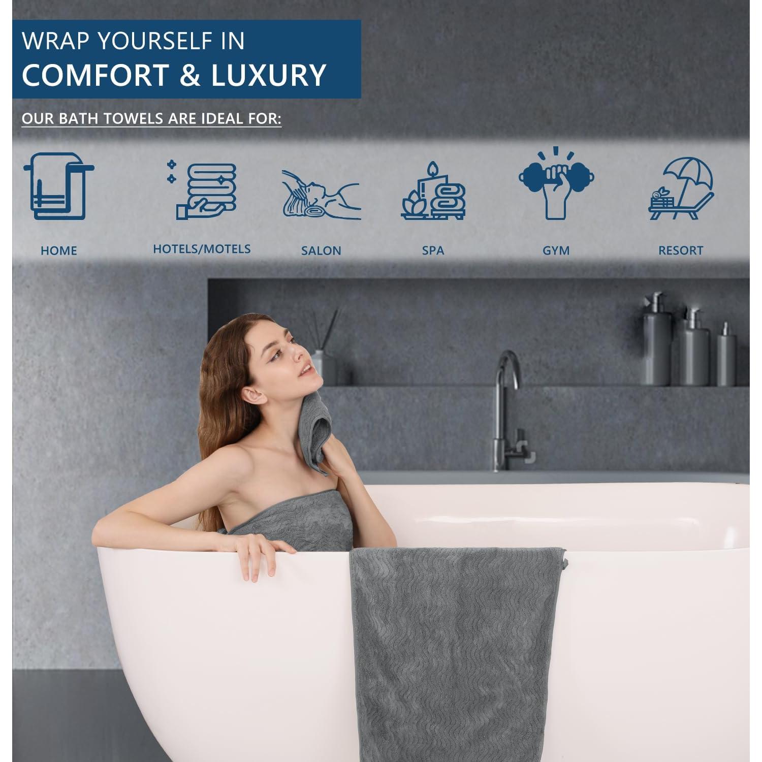 Juego de Toallas de Baño Jessy Home Gris 8 Piezas 600GSM