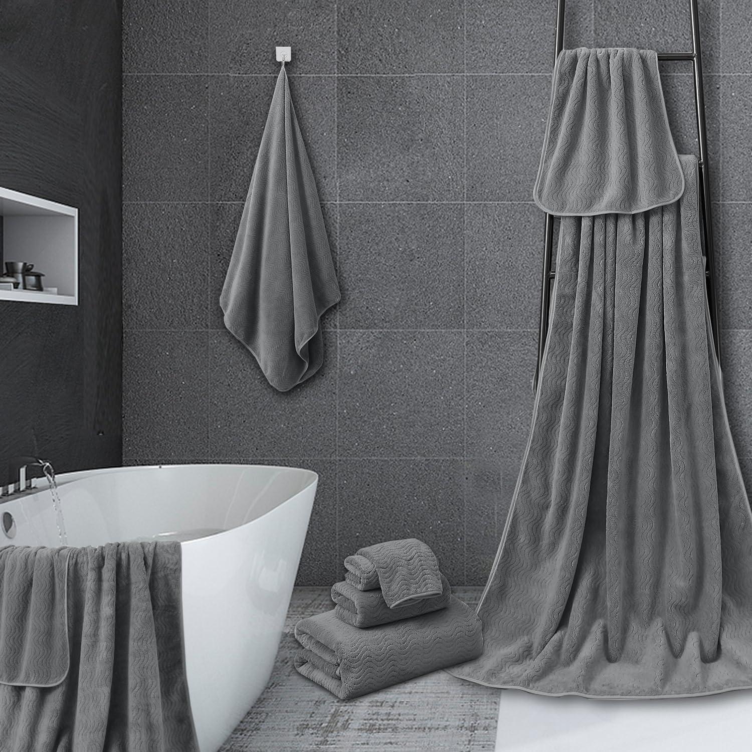 Juego de Toallas de Baño Jessy Home Gris 8 Piezas 600GSM