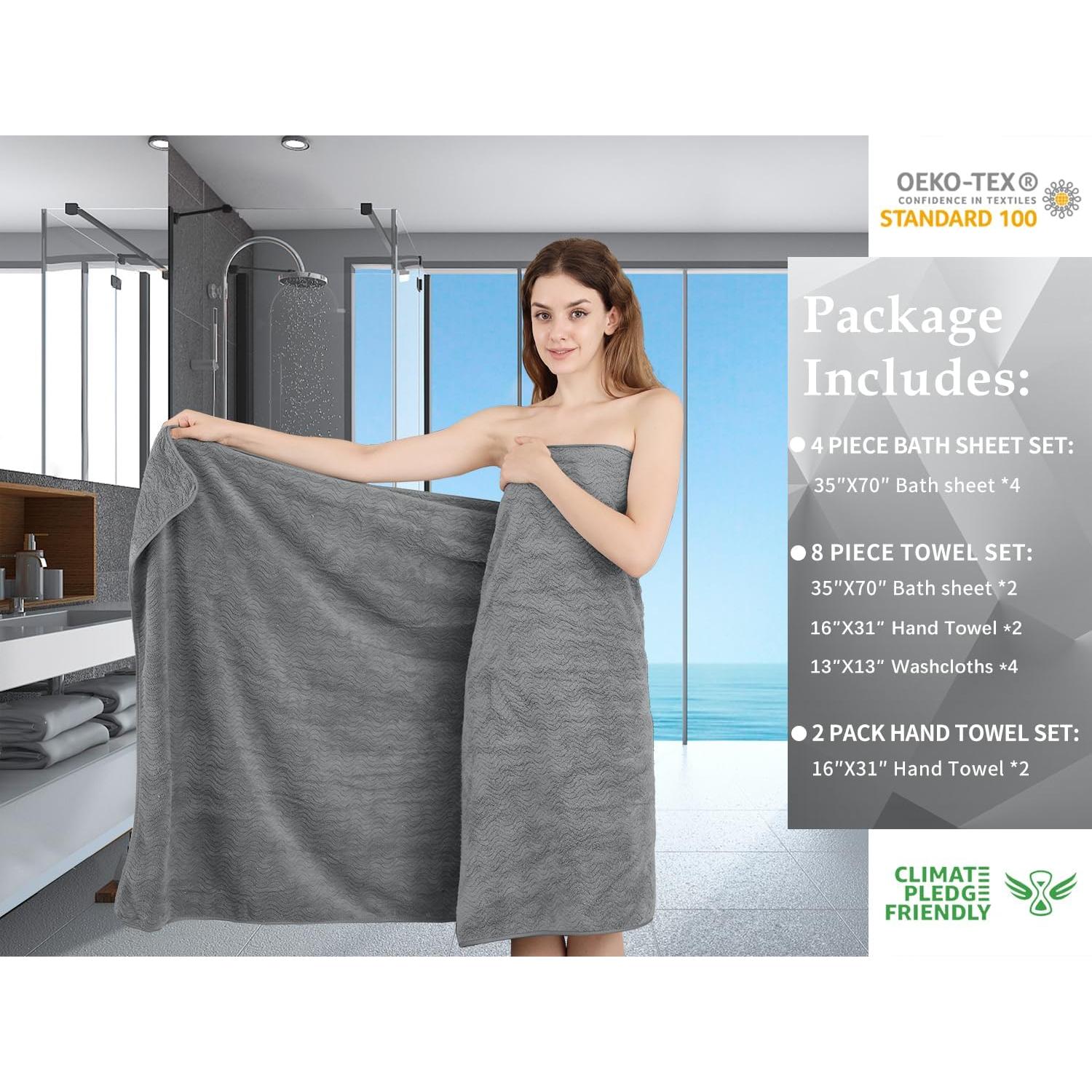Juego de Toallas de Baño Jessy Home Gris 8 Piezas 600GSM