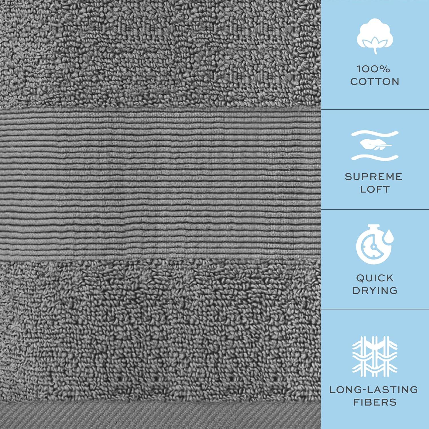 Juego de Toallas de Baño White Classic 8 Piezas Algodón Gris Humo