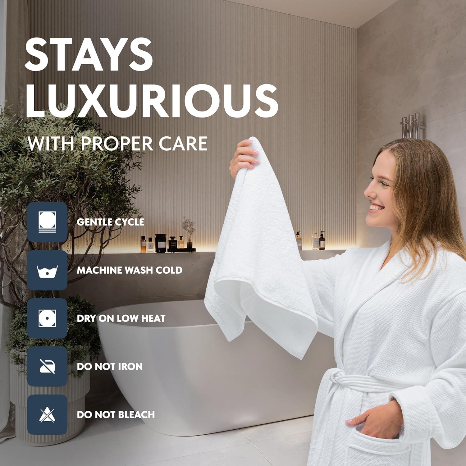 Toallas de Mano White Classic 100% Algodón Turco - 6 Piezas 40x76 cm