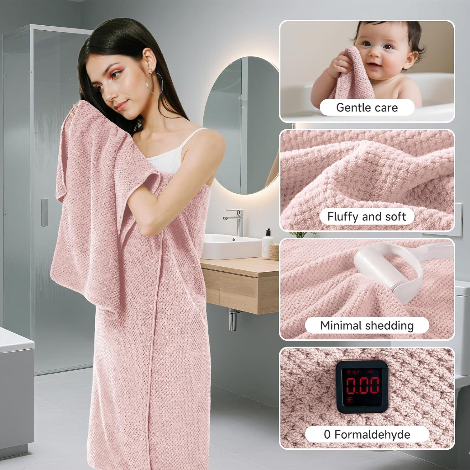 Juego de Toallas de Baño REDKISS Rosa 6 Piezas Microfibra Premium