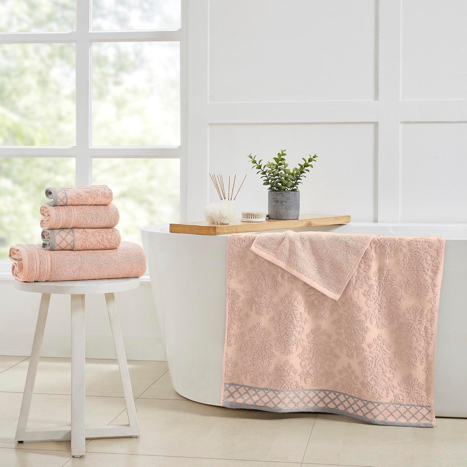 Conjunto de Toallas 6 Piezas 100% Algodón Peinado Durazno