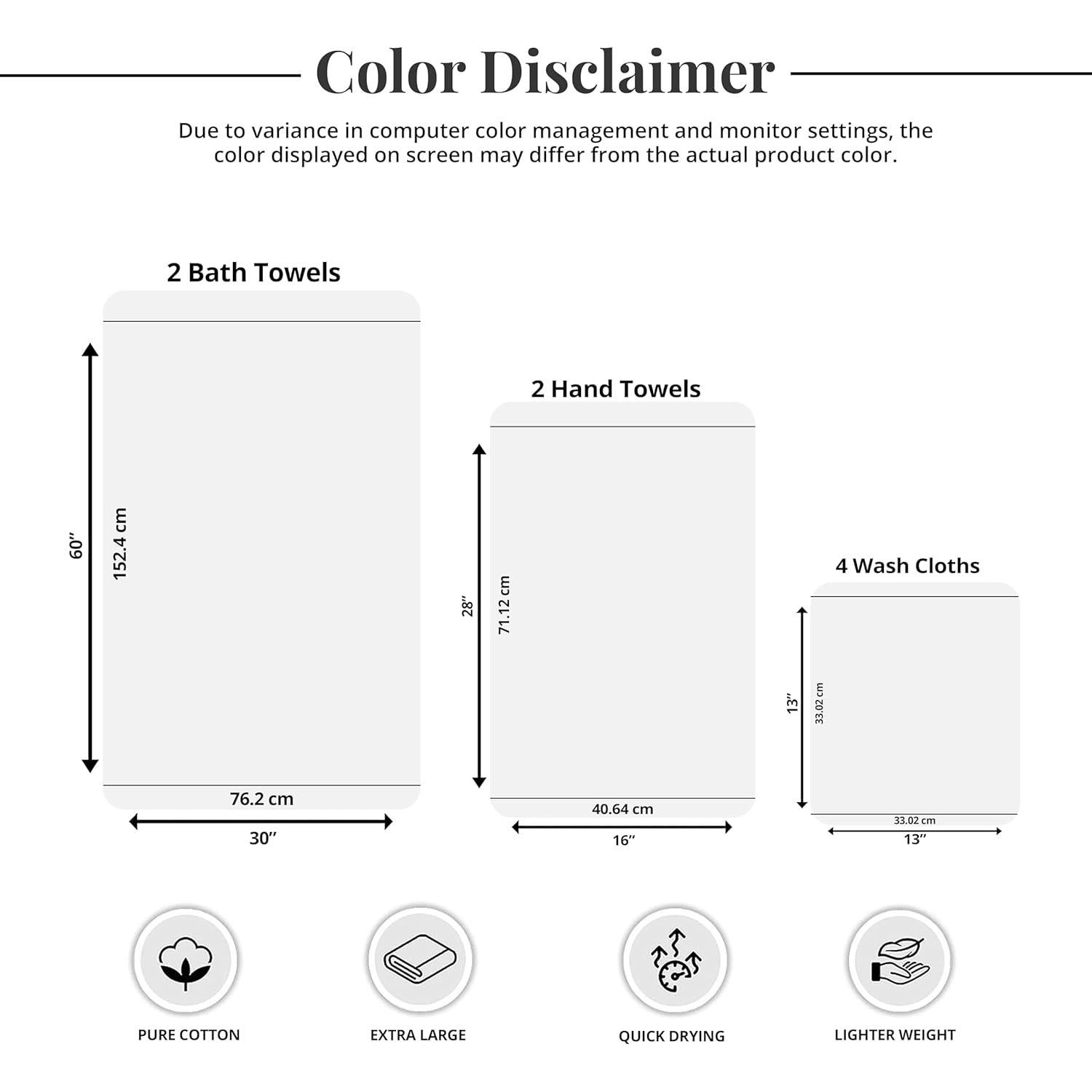 Tens Towels Pack of 8 Popcorn Textured Luxury Towels Set, 2 Extra Large Bath, 2 Hand, 4 Washcloths, 100% Cotton, Plush Hotel Quality, Super Absorbent, Perfect for Your Bathroom, Black