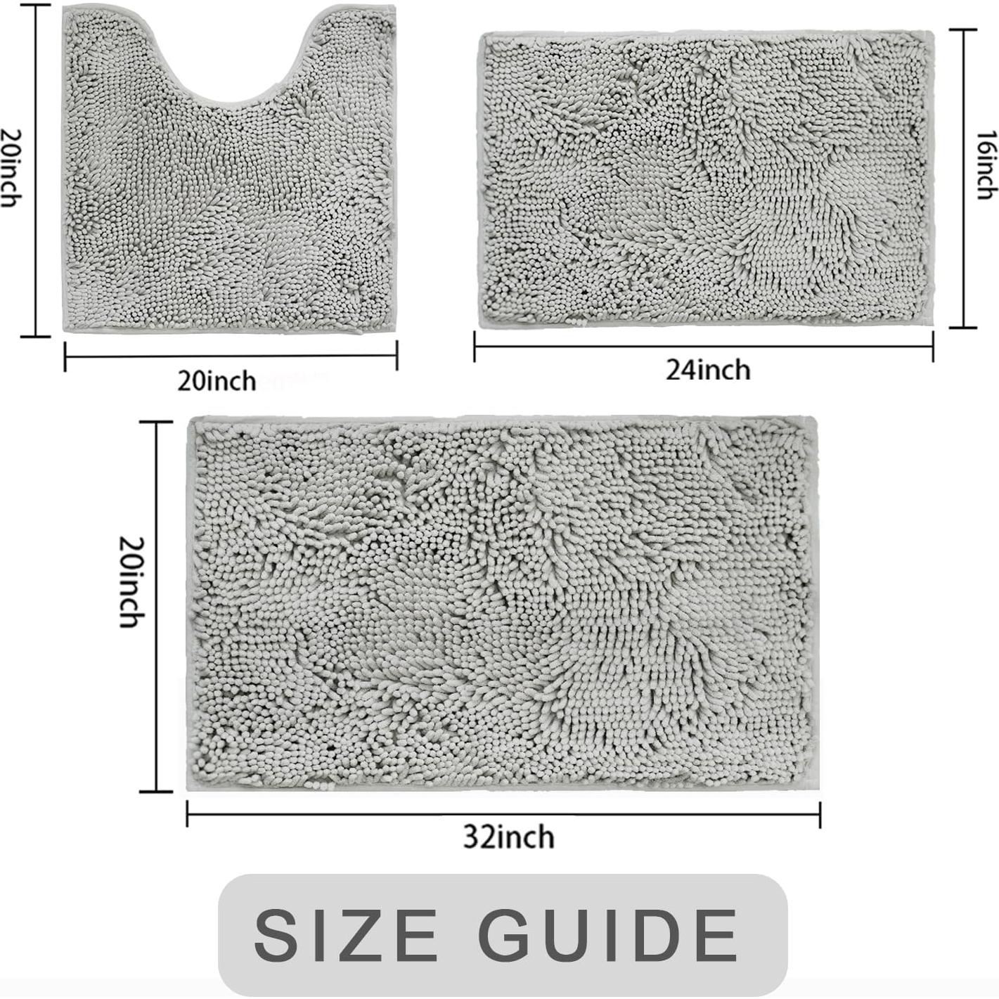 Conjunto de Alfombrillas de Baño BOANKODU 3 Piezas Gris Claro