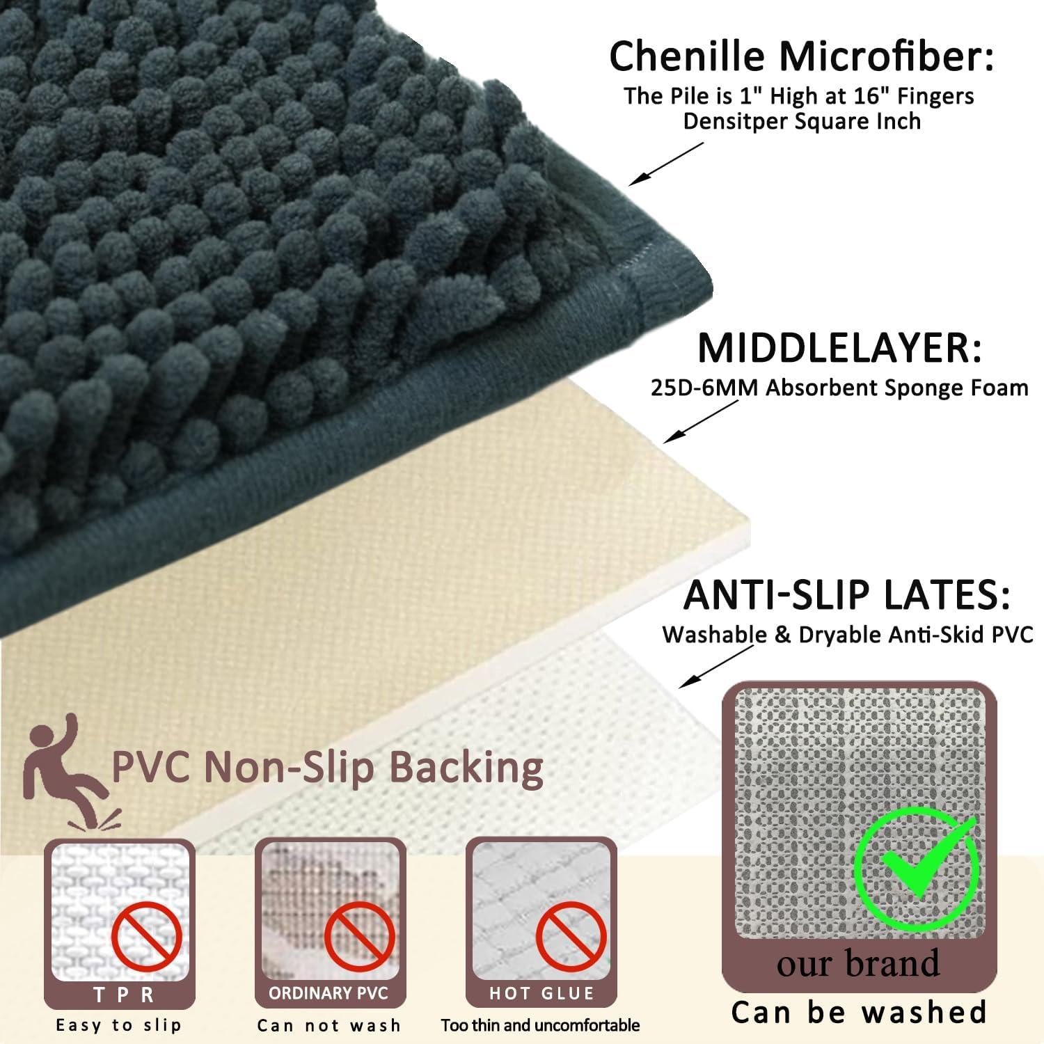 Conjunto de Alfombrillas de Baño Antideslizantes Flotstiga 3 Piezas